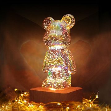 Gontence Dekolicht Romantisches Bärenatmosphärenlicht,buntes Bären-dekoratives Nachtlicht, 3D-Feuerwerk-Bärenlampe, Variables Bären-Nachtlicht in 8 Farben, Valentinstagsgeschenk