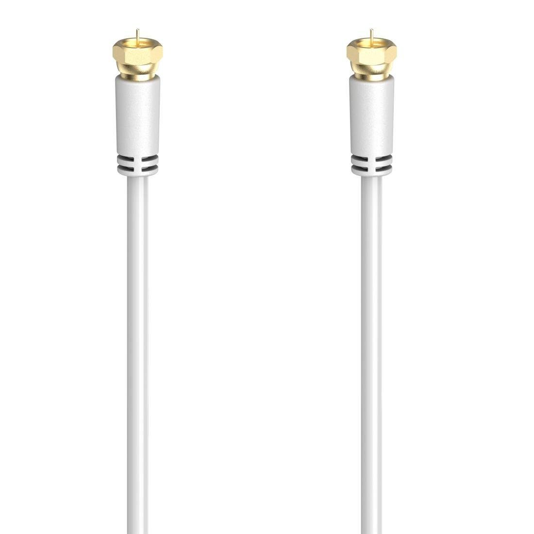 Hama SAT-Anschlusskabel,F-Stecker -F-Stecker,1,5 - 5m vergoldet 100 dB,Weiß SAT-Kabel, (300 cm)