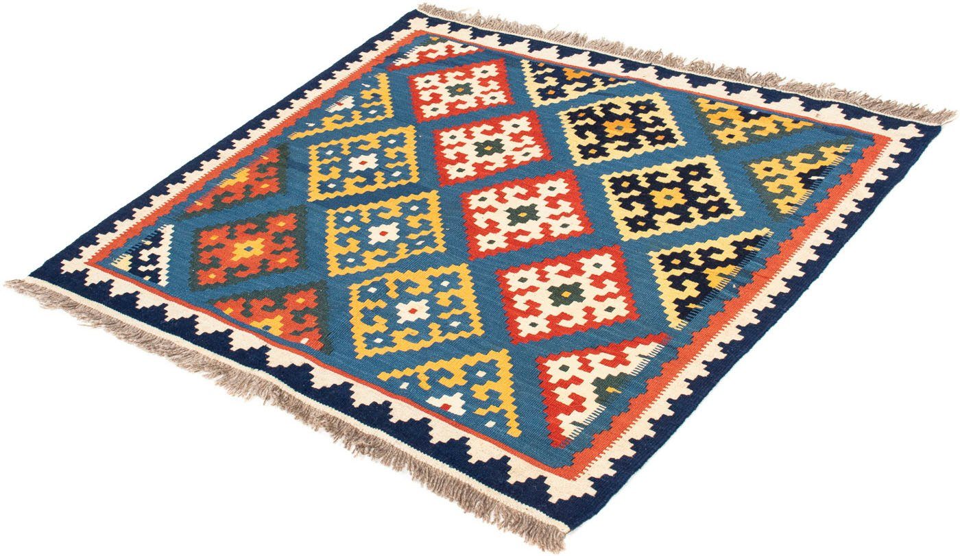 Wollteppich Kelim - Oriental 93 hellblau, - x mm, quadratisch, Höhe: 6 quadratisch Einzelstück - 103 cm Wohnzimmer, morgenland