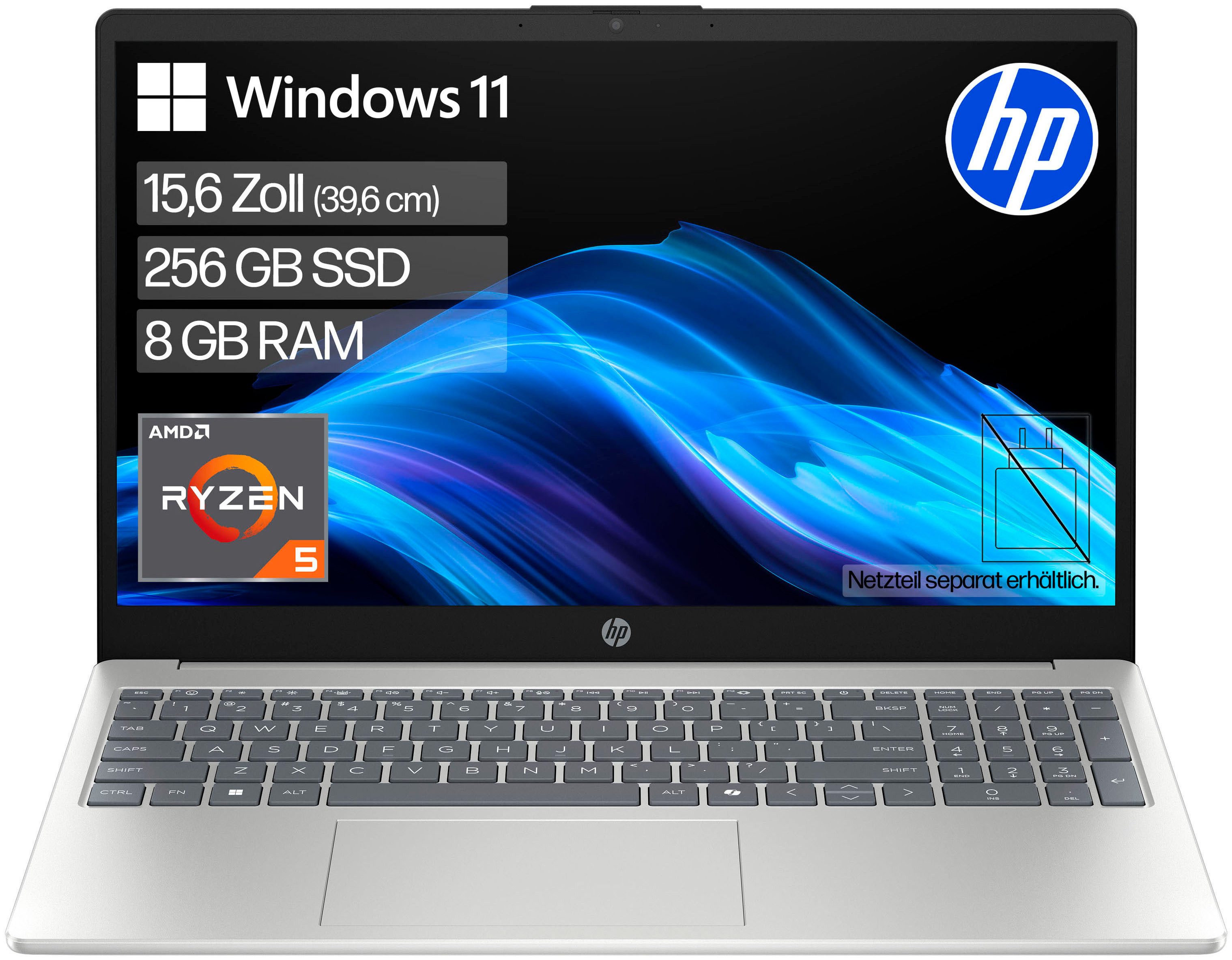 HP 15-fc1054ngx Notebook (39,6 cm/15,6 Zoll, AMD Ryzen 5 7520U, Radeon Graphics, 8 GB, 256 GB SSD)