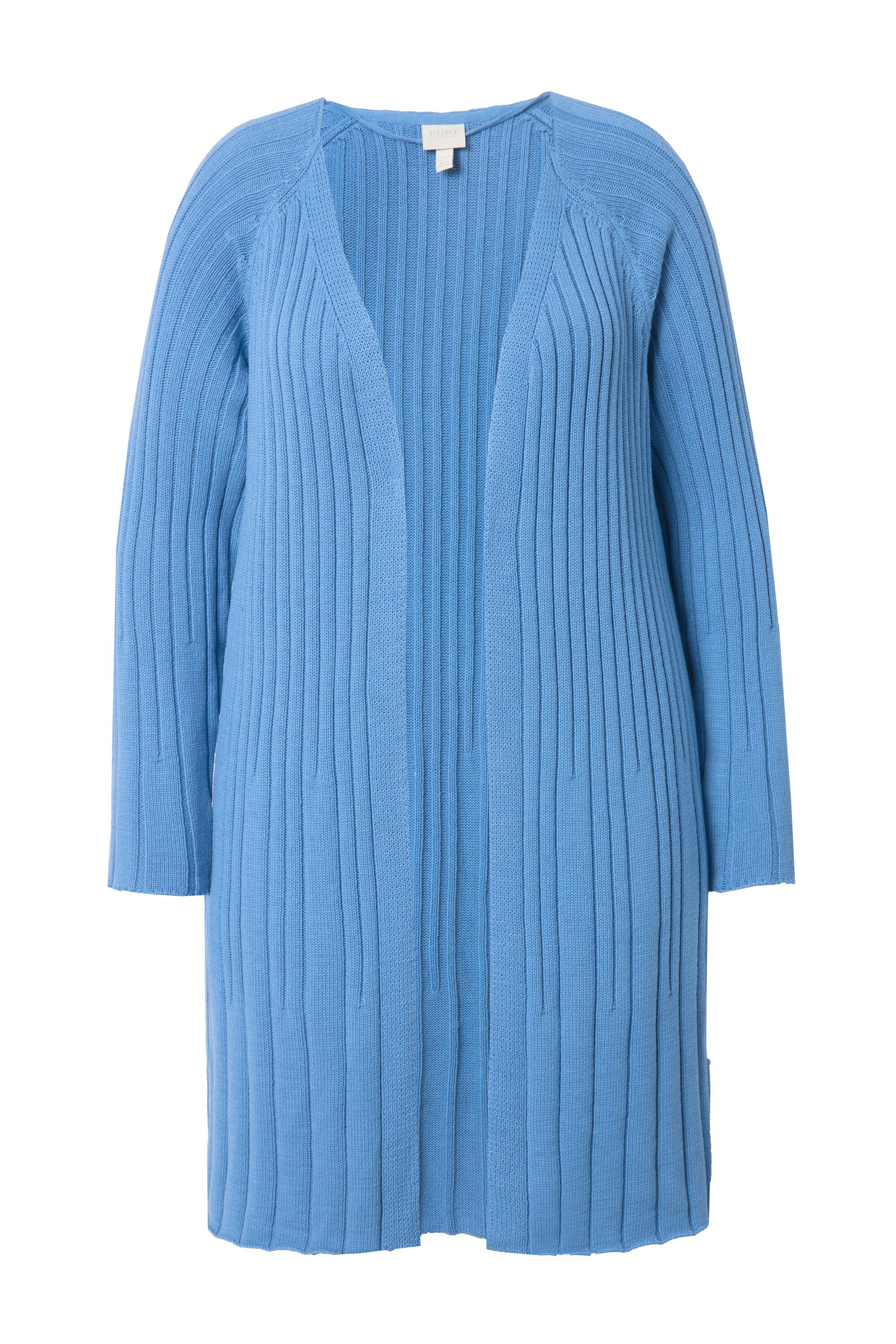 Ulla Popken Strickjacke Long-Strickjacke Strukturmix V-Ausschnitt günstig online kaufen
