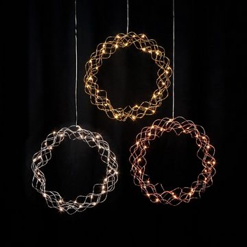 STAR TRADING Dekokranz LED Lichtkranz Fenster Türschmuck Wandkranz 30LED D: 30cm Innen gold