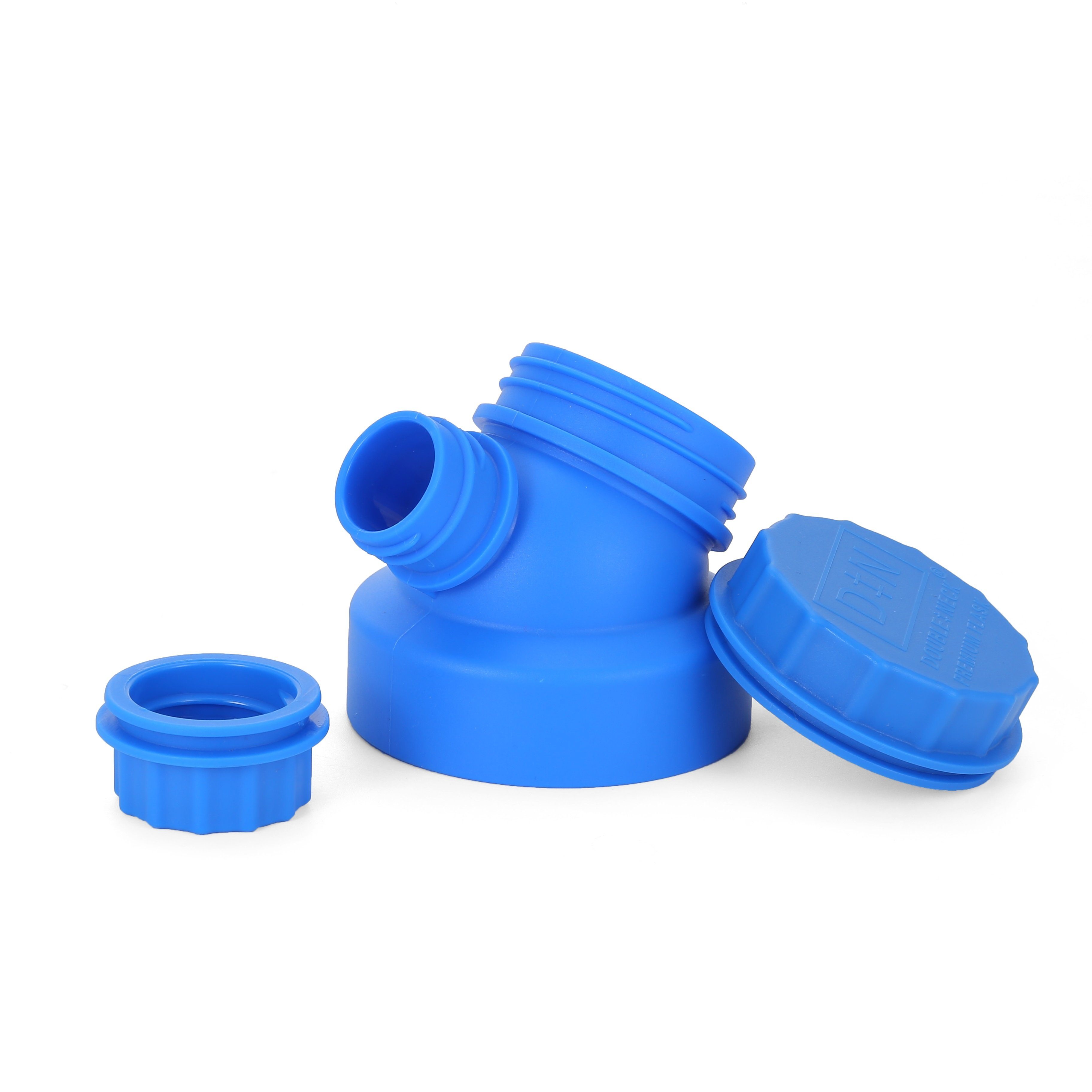 JN JuNiki´s Trinkflasche Der geniale Double Neck® Deckel - in Deutschland entwickelt & international zum Patent angemeldet, Für Weithalstrinkflaschen aus Edelstahl & Borosilikatglas von JuNiki´s® (passend auch für Hydro Flask) Blau