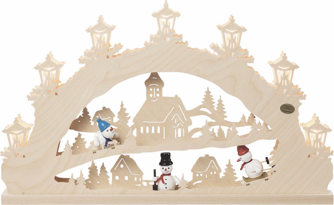 SAICO Original LED Schwibbogen 3D-Lichterbogen, Schneemann, Premium LED-Beleuchtung, warmweiß, BxHxT: 52x32x4,5 cm