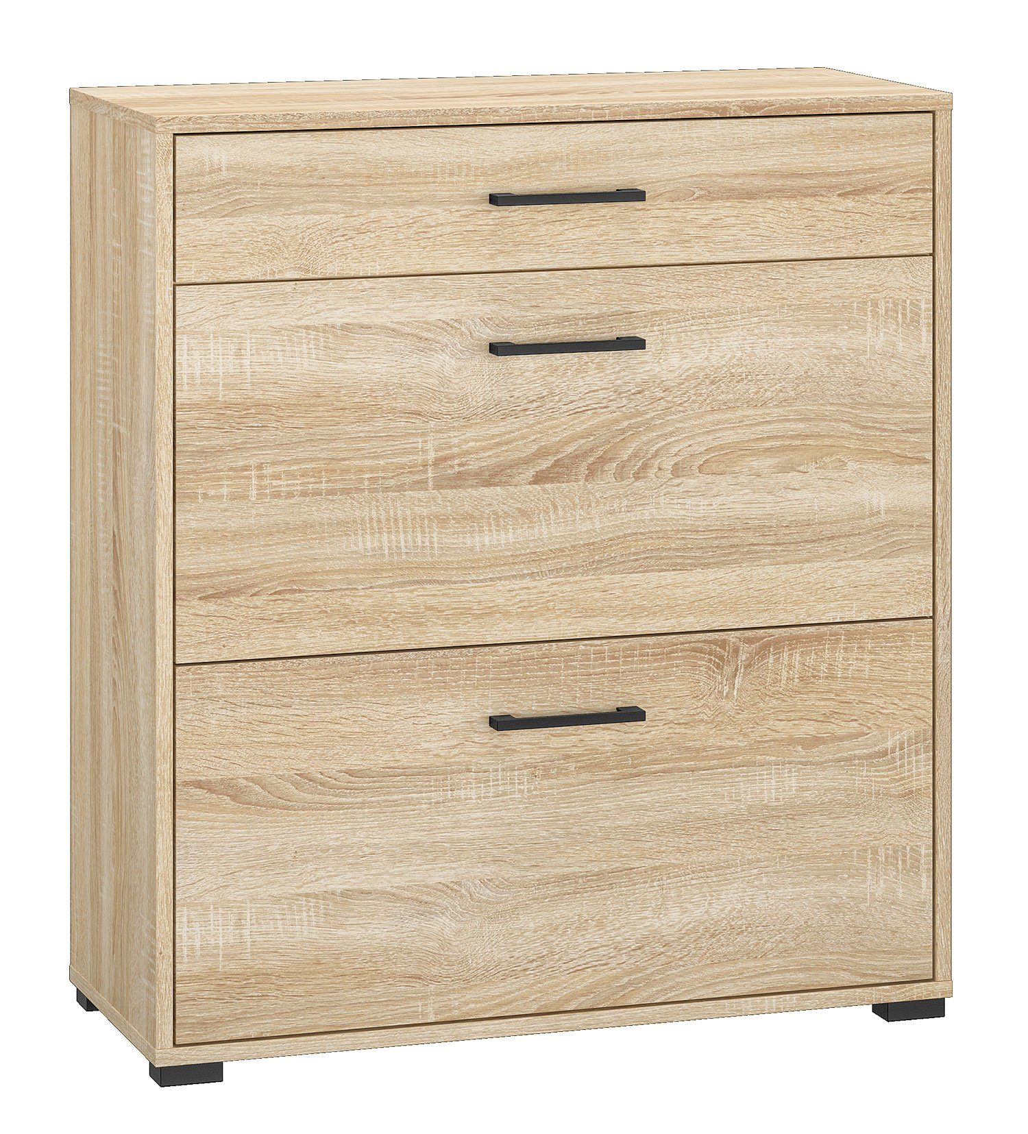 Feldmann-Wohnen Schuhschrank Caro (2 Klapptüren, 1 Schublade, 2 Einlegeböden, 1-St., 1-teilig) 80cm sonoma Eiche hell