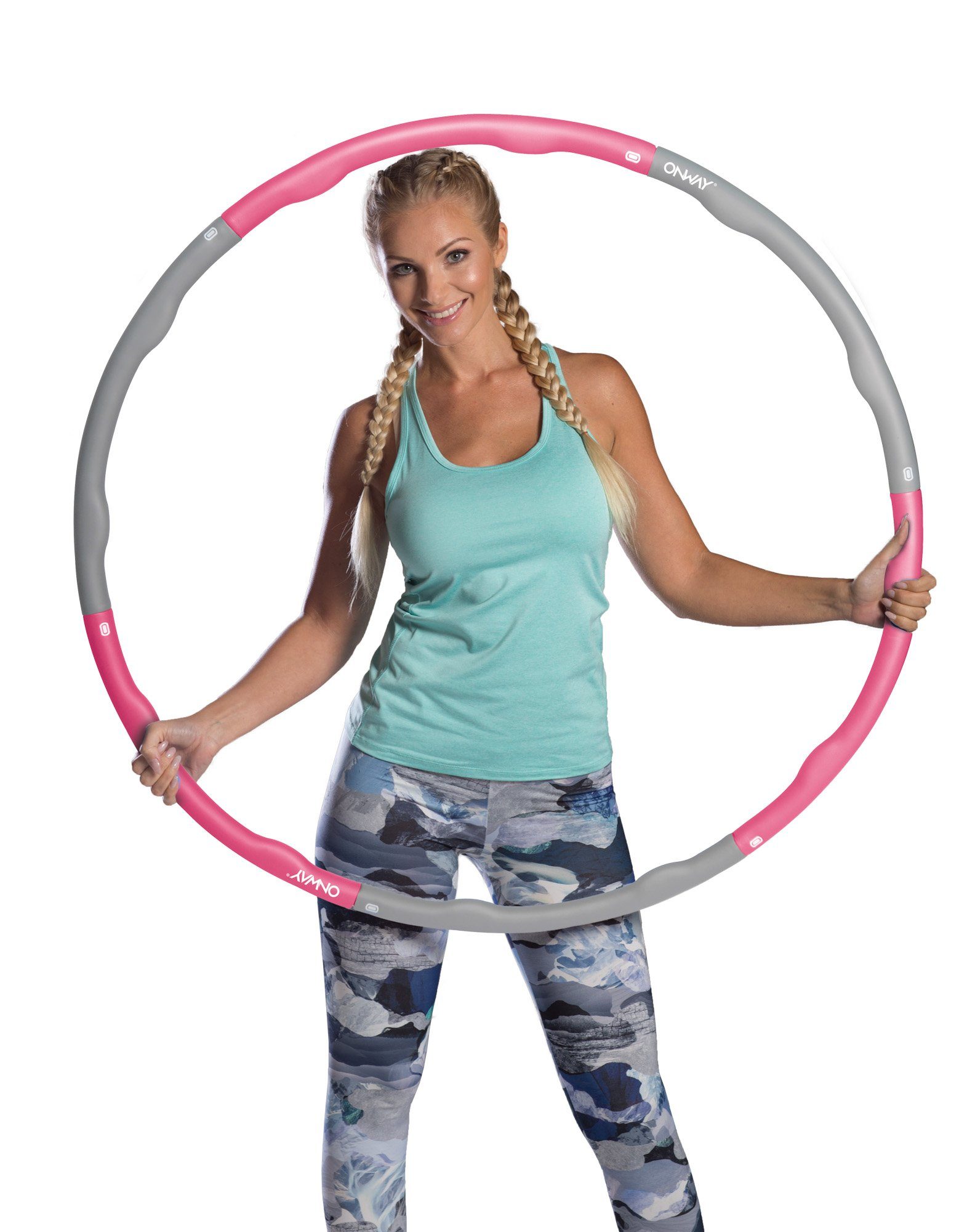 OnWay Hula-Hoop-Reifen OnWay Gymnastik Reifen OFA1064, grau Hula 6-teilig Fitnessreifen pink zum Hoop Zusammenstecken