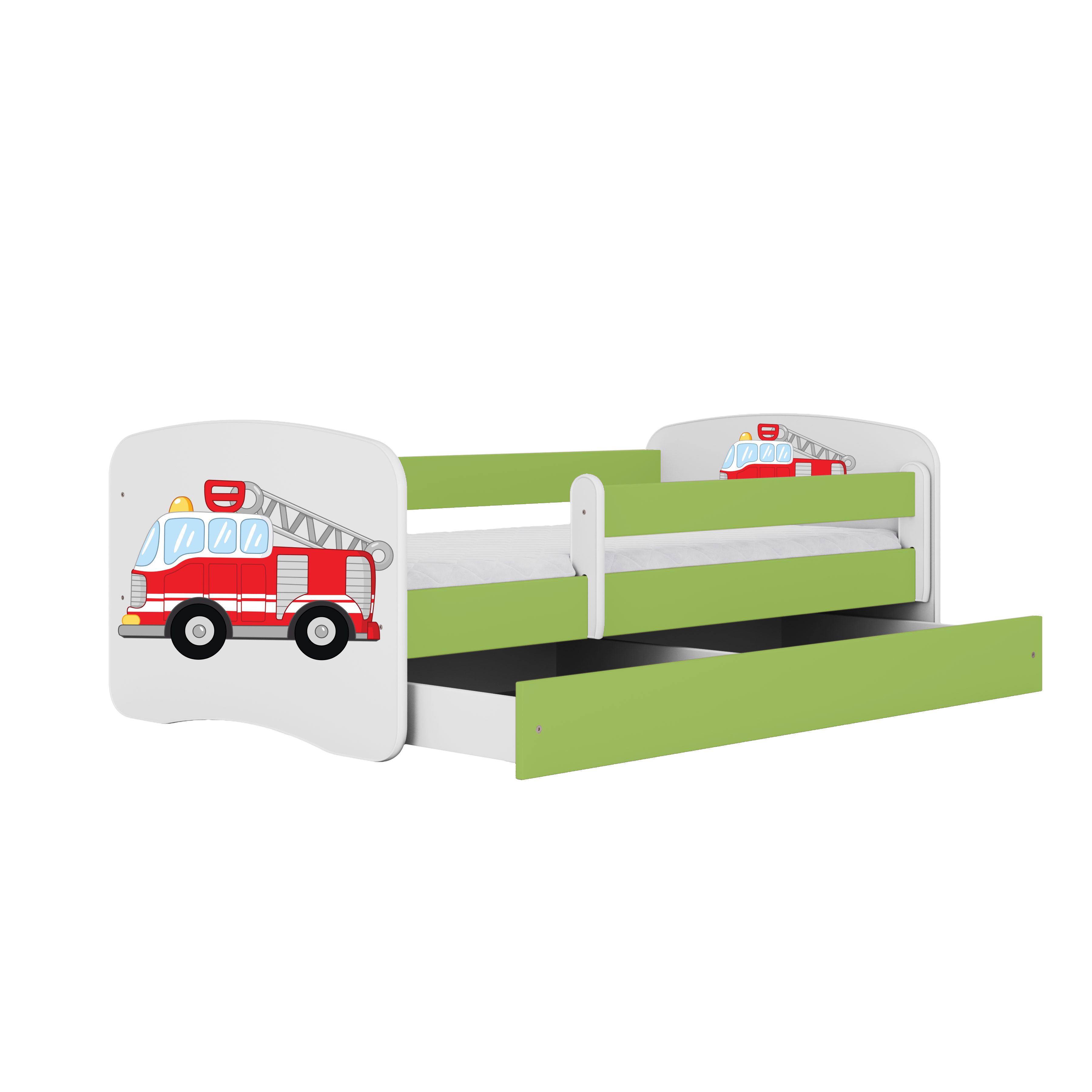Raumhirsch Furniture Kinderbett 70x140, 80x160, 80x180 cm - Komplettset mit Schublade (Bett für Mädchen, Einzelbett für Kinder von 2-12 Jahren, Rausfallschutz und Lattenrost), verschiedene Farben & Designs