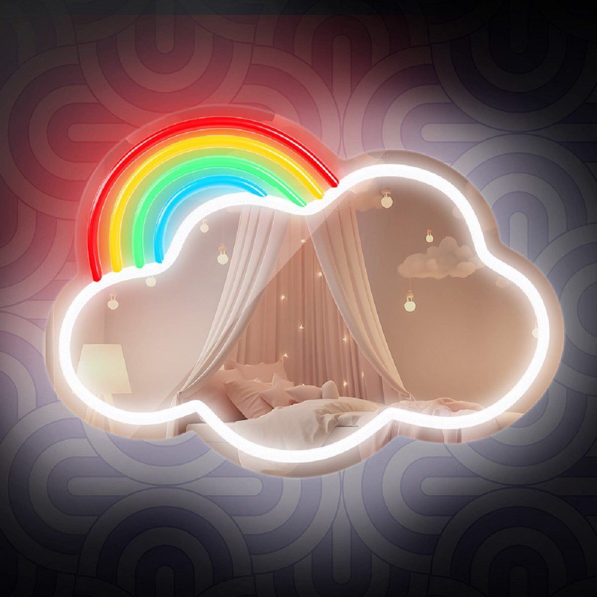 Forever Light LED-Lichtspiegel LED Neon Dekolicht mit Spiegel Wandkunst Wanddekoration