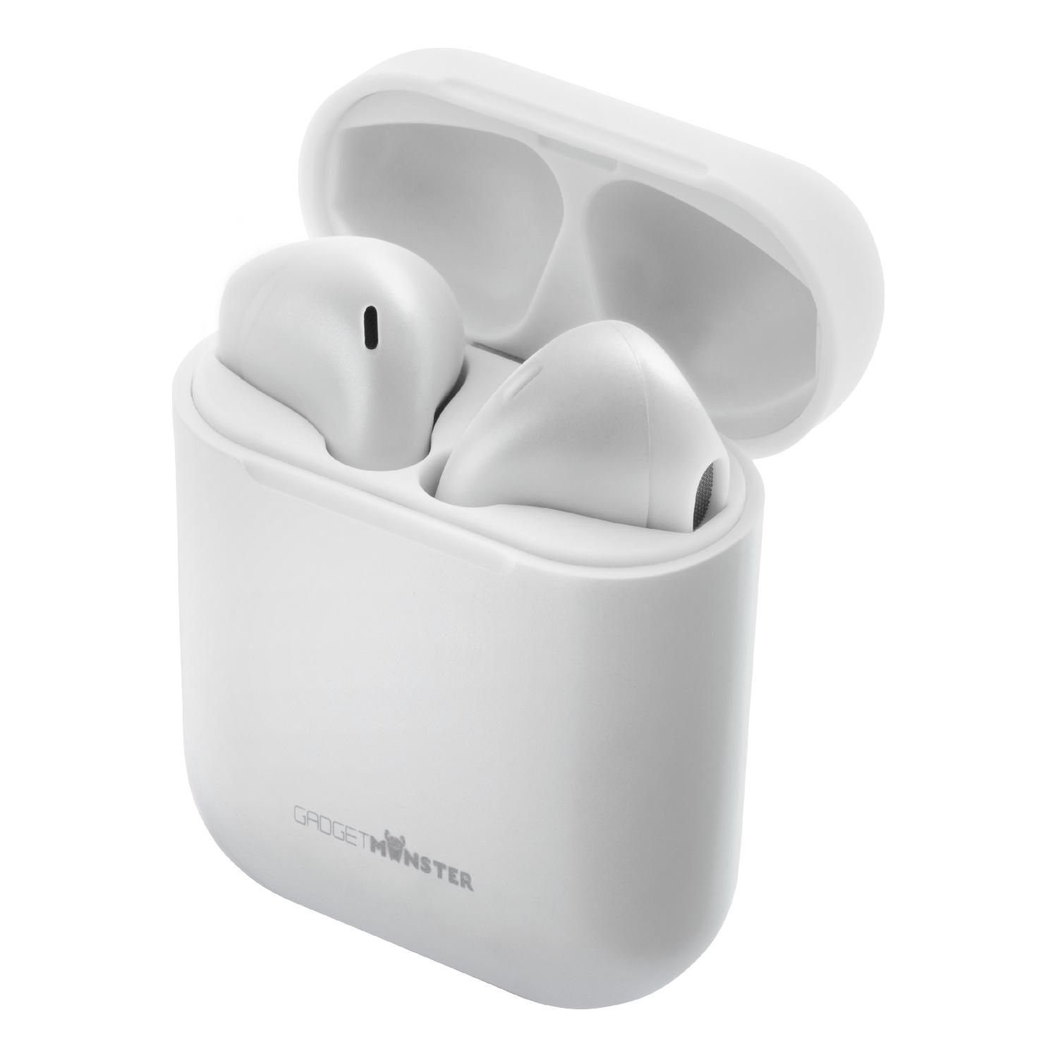 GadgetMonster TWS In-Ear Kopfhörer 18 (inkl. Bluetooth zu bis Jahre weiß Std. Herstellergarantie) Kopfhörer 5 Spielzeit 10m