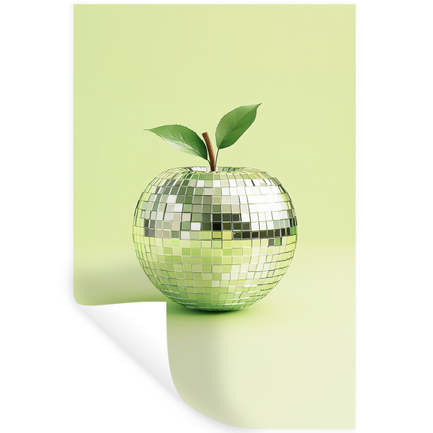 MuchoWow Wandsticker Grün - Disco - Dekoration - Apfel (1 St), Wandaufkleber, Selbstklebend, Wohnzimmer, 20x30 cm