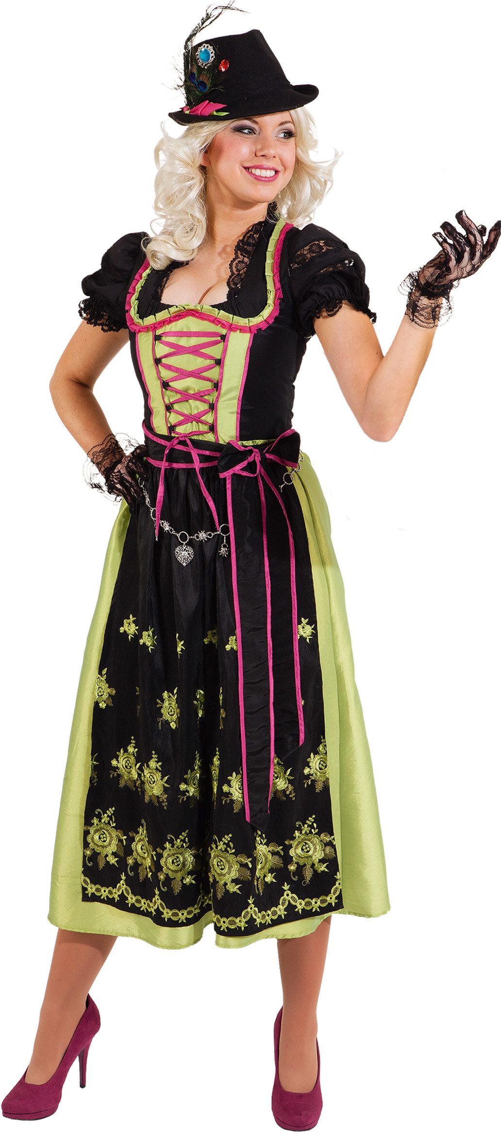 Orlob Dirndl Dirndl Lotti lang schwarz grün Bayern Oktoberfest Kleid Schürze Bluse Ideal fürs Oktoberfest oder Biergarten