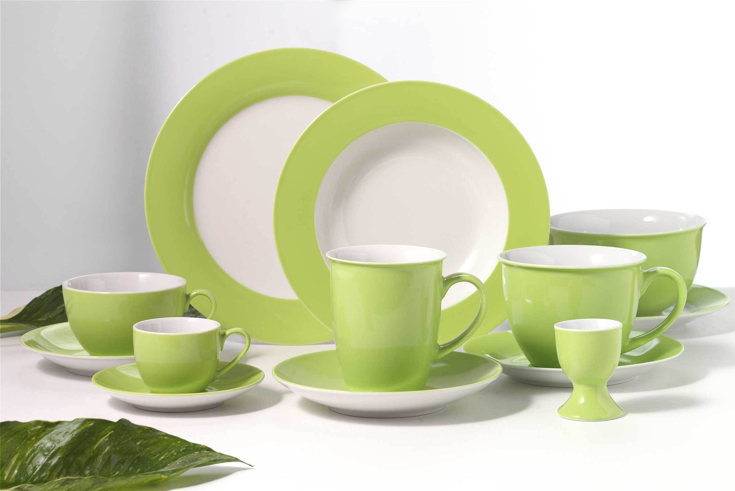 Ritzenhoff & Breker Espressotasse Doppio Espressotassen mit Untertassen 80 ml, 6-tlg., Porzellan
