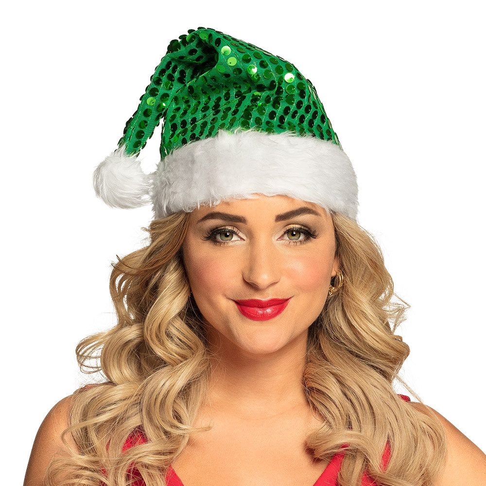 Boland Kostüm Weihnachtsmütze 'Pailletten', Grün günstig online kaufen