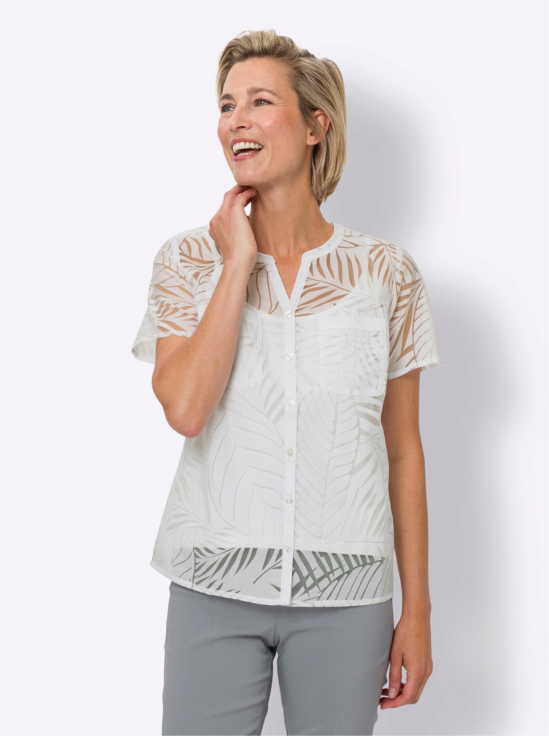 Sieh an! Klassische Bluse Kurzarm-Bluse Kurzarm günstig online kaufen