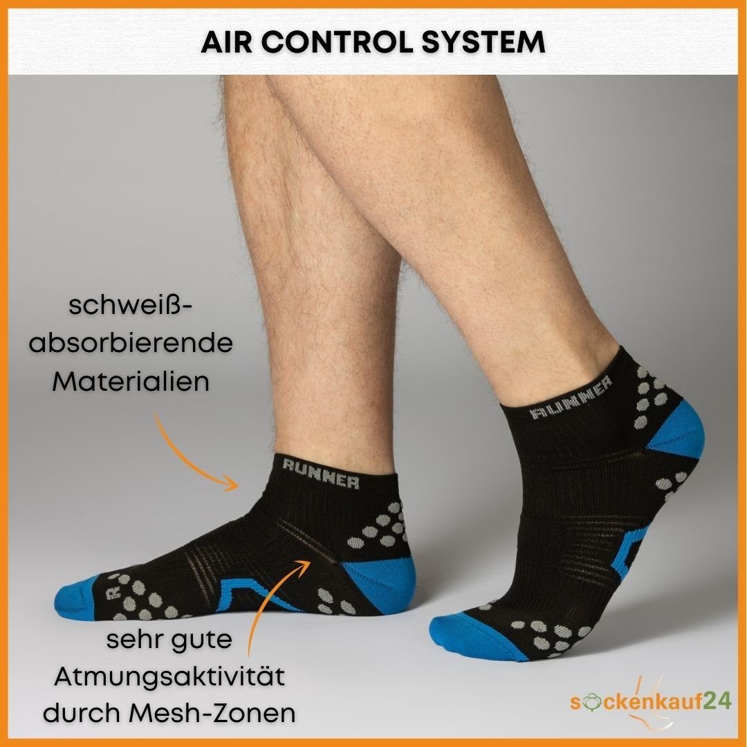Socks Cut Kurz Running 3-Paar, WP Laufsocken Laufsocken sockenkauf24 50202P low 39-42) für Herren Atmungsaktive (Schw/Bl-Schw/Gr-Schw, Damen & Sportsocken