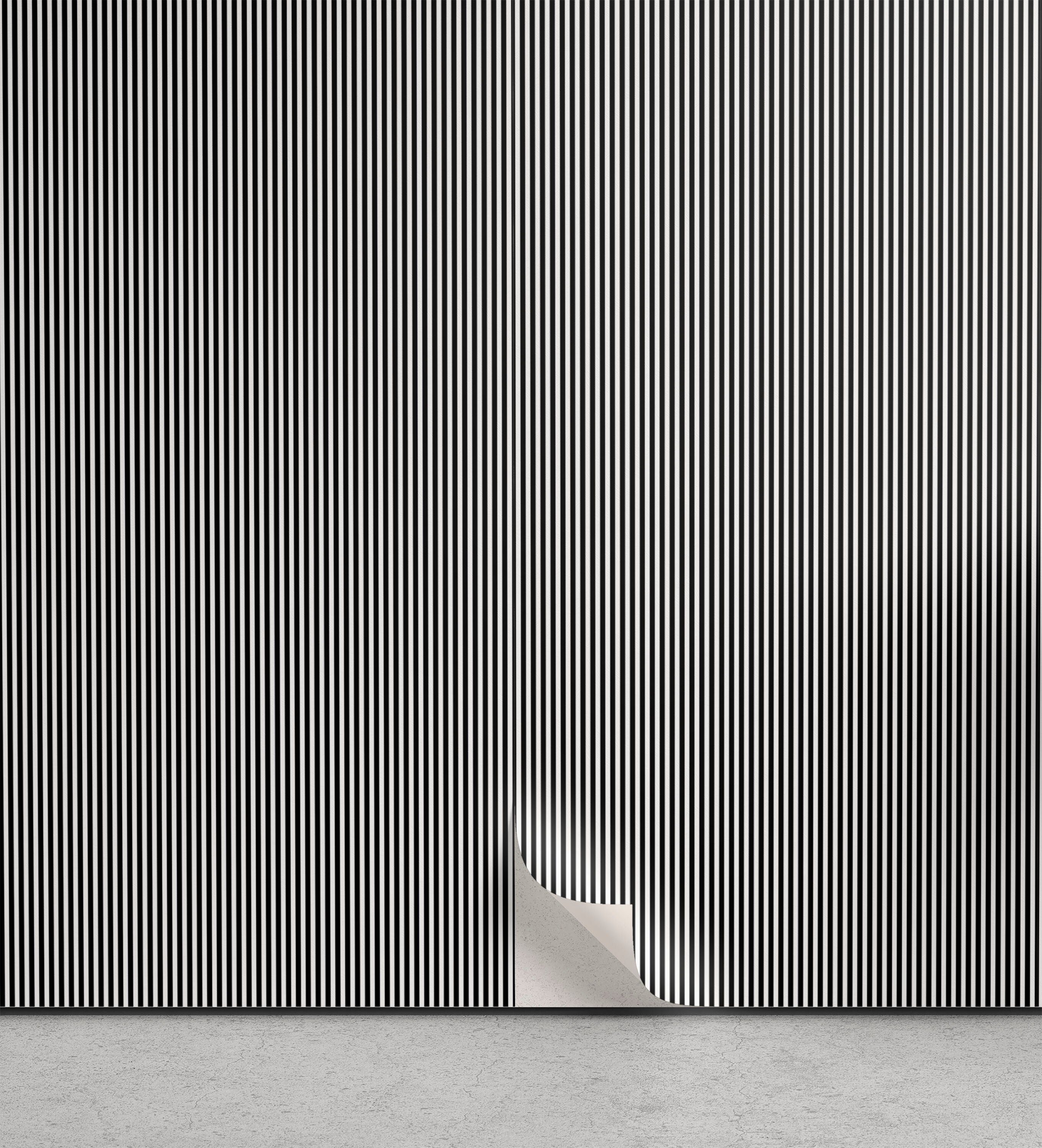 Abakuhaus Vinyltapete selbstklebendes Primitive Wohnzimmer Motiv Küchenakzent, Geometrisches Nadelstreifen