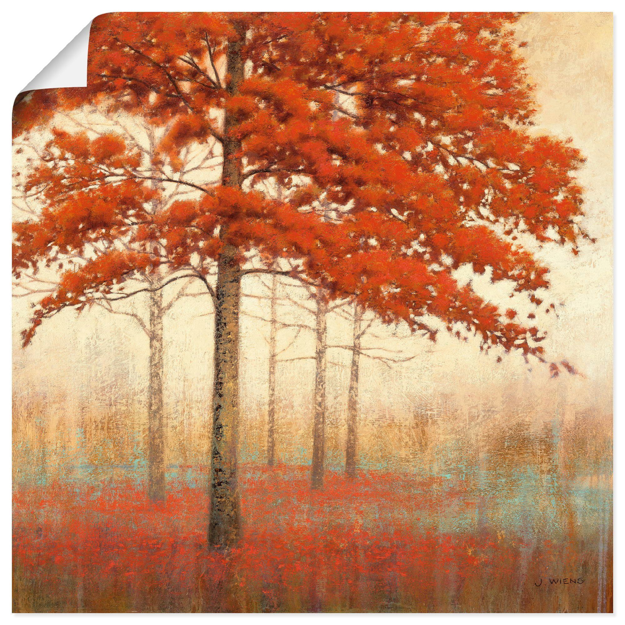 Artland Wandbild Herbst Baum II, oder (1 Bäume Größen Poster als versch. St), Wandaufkleber in Leinwandbild