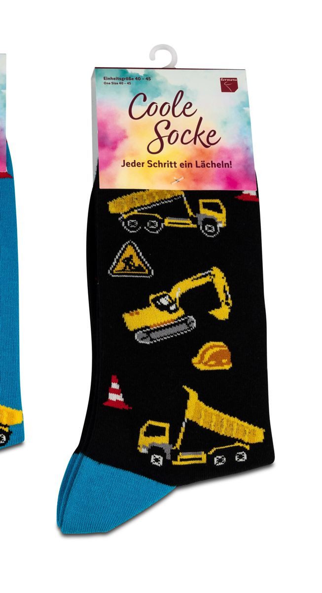 formano Socken Coole Socke Baustelle Bagger schwarz blaue Spitze - One Size günstig online kaufen