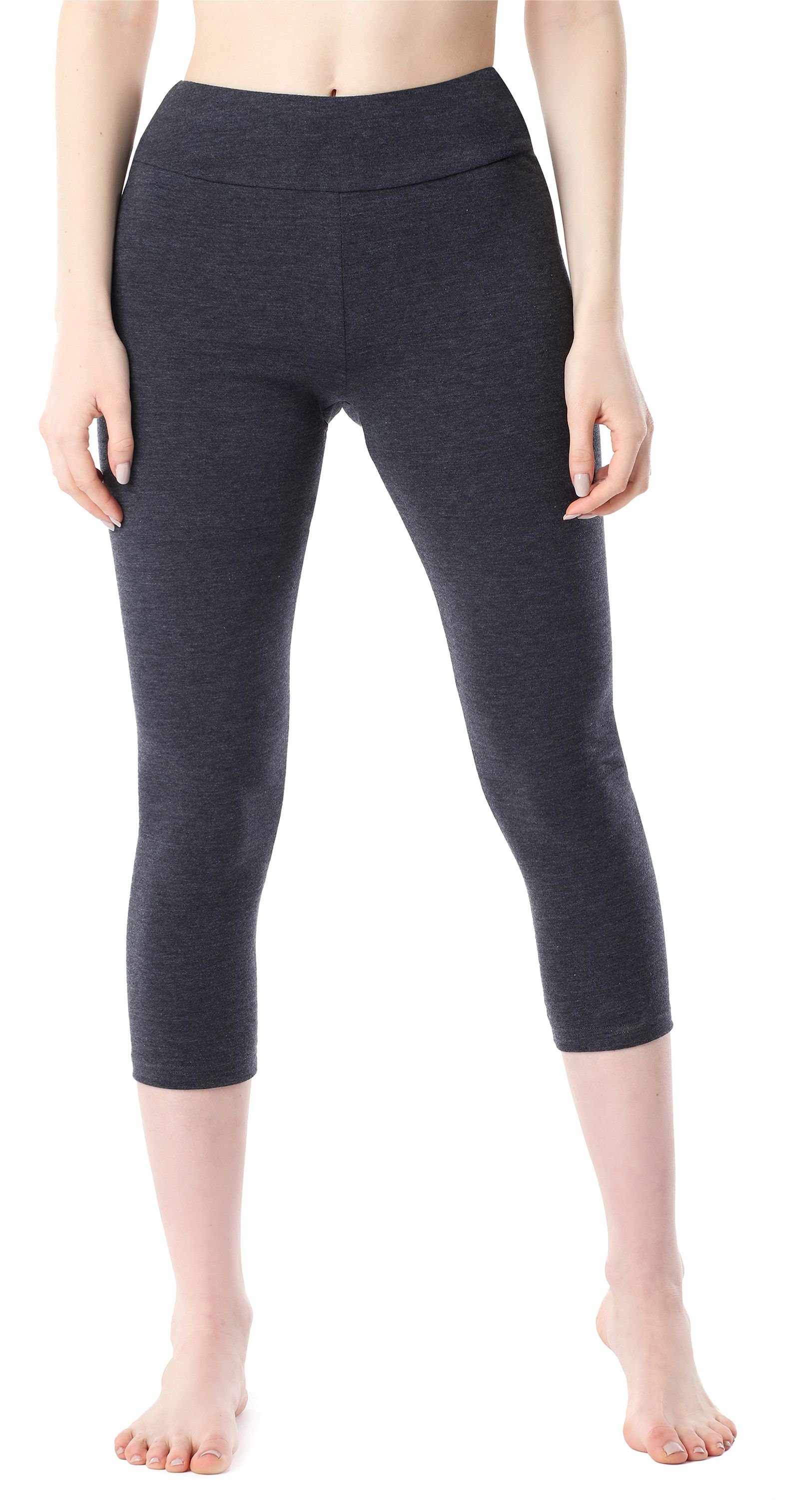 Merry Style Leggings Damen 3/4 Capri Leggings aus Baumwolle MS10-430 (1-tlg) elastischer Bund Dunkelmelange