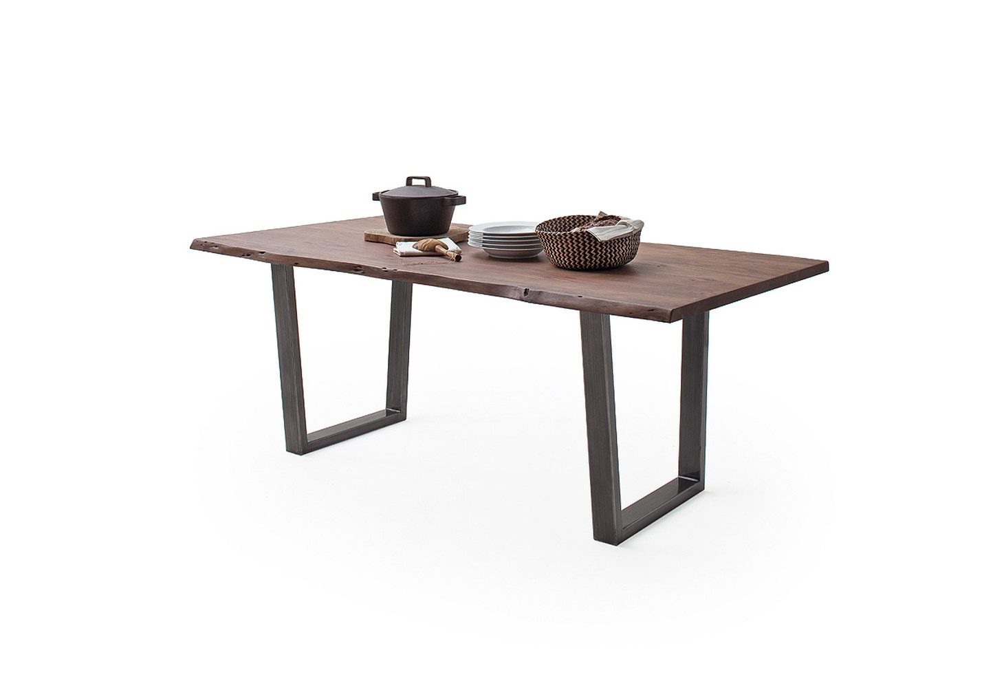 freiraum Baumkantentisch Calabria, in Akazie walnuss / antik - 200x77,5x100 (BxHxT)