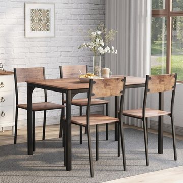 SOFTWEARY Esstisch mit 4 Stühlen, Esstisch-Set (5-teilig), Küchentisch, Esszimmergruppe