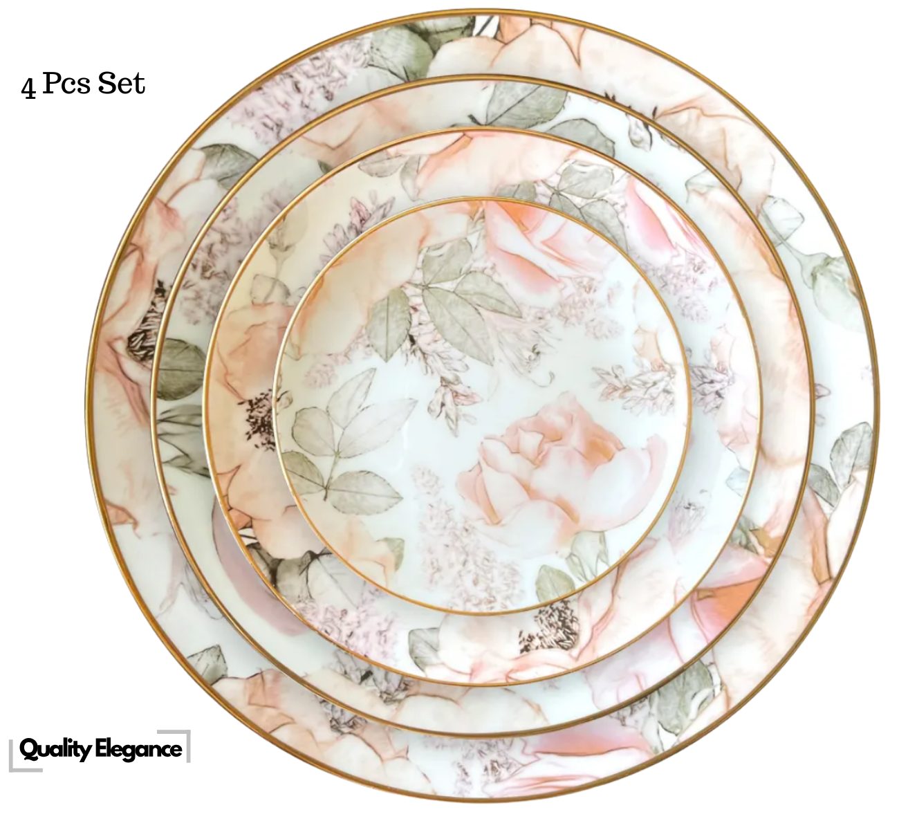 Quality Elegance Тарелка обеденная Luxury Pink Floral 4-Pcs Elegantes Geschirrset
