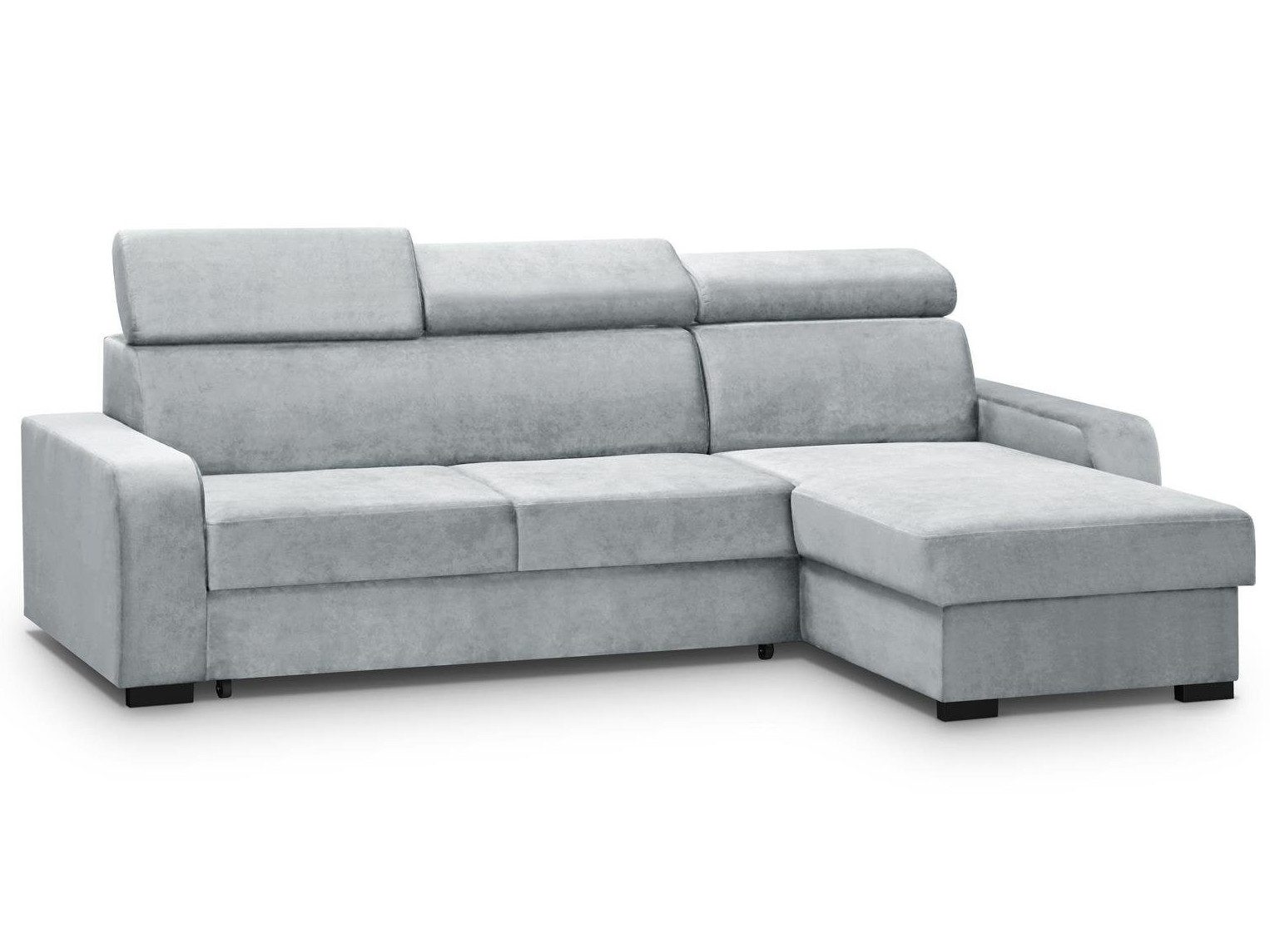 Beautysofa Ecksofa FOX II mit Schlaffunktion, Bettkasten, verstellbare Kopfstützen, L-Form Sofa mit universeller Ottomane