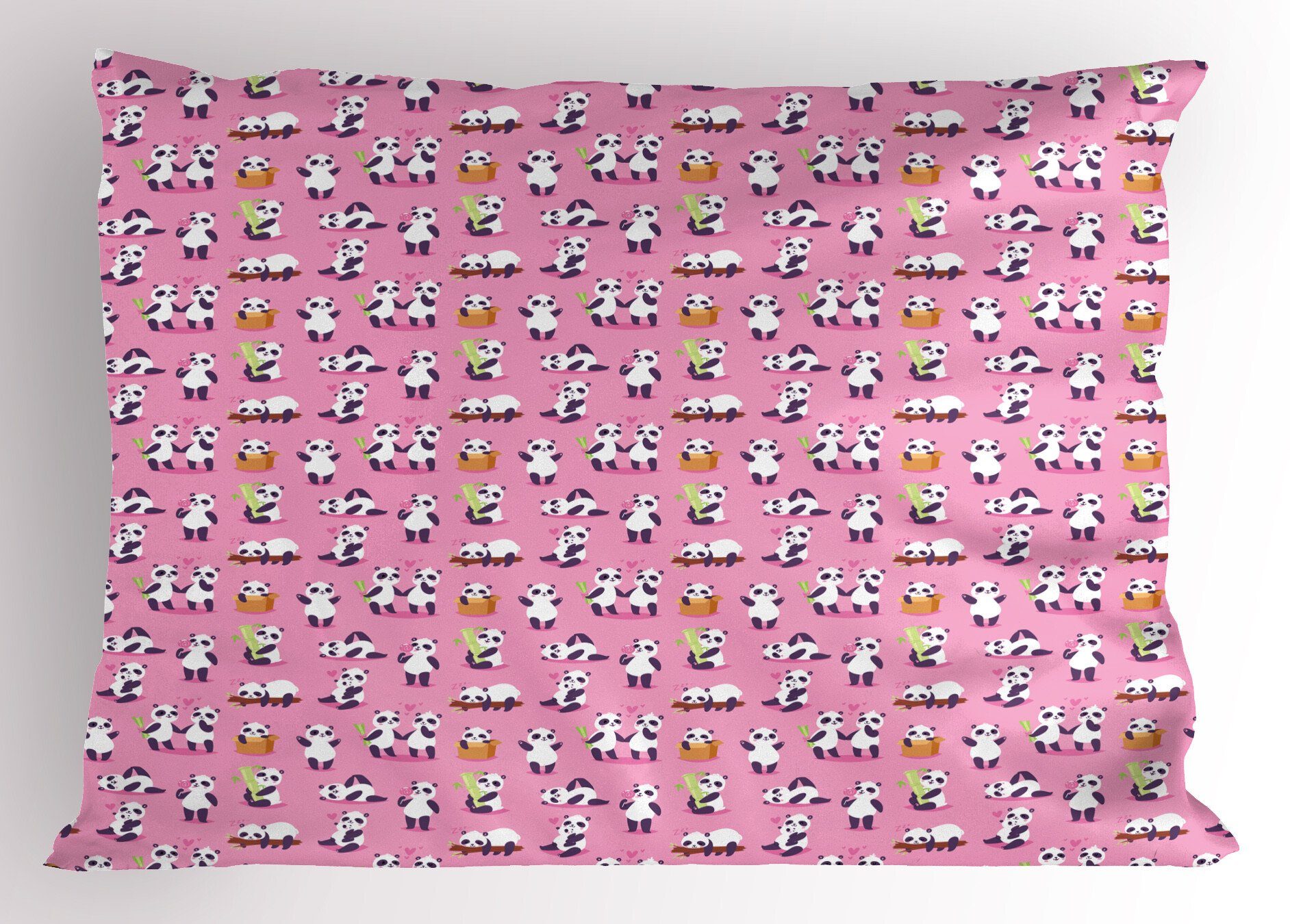 Kissenbezüge Dekorativer Standard King Size Gedruckter Kissenbezug, Abakuhaus (1 Stück), Panda Fluffy Tiere Around Spielen