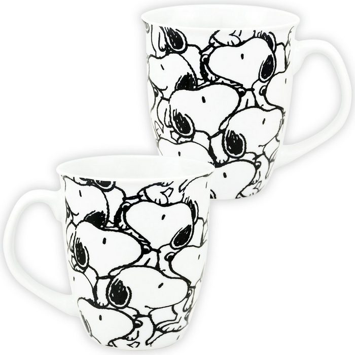 United Labels® Tasse The Peanuts Tasse Snoopy - Snoopys Allover Kaffeetasse Becher Kaffeebecher Weiß aus Keramik 280 ml Keramik
