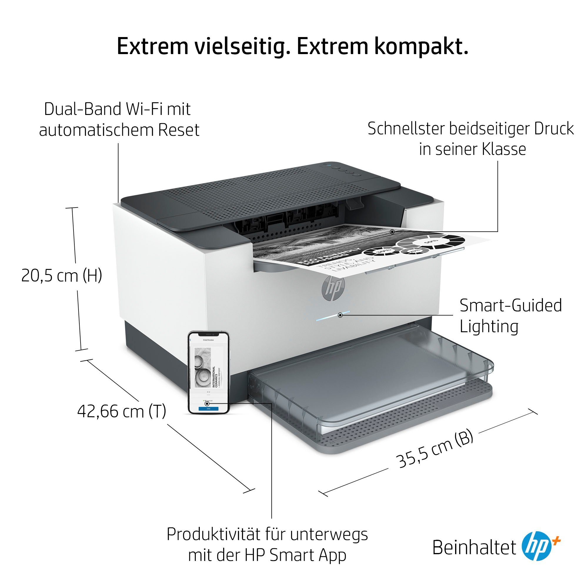 HP LaserJet (Wi-Fi), WLAN Ink kompatibel) (Bluetooth, Laserdrucker, M209dwe (Ethernet), LAN HP+ Instant