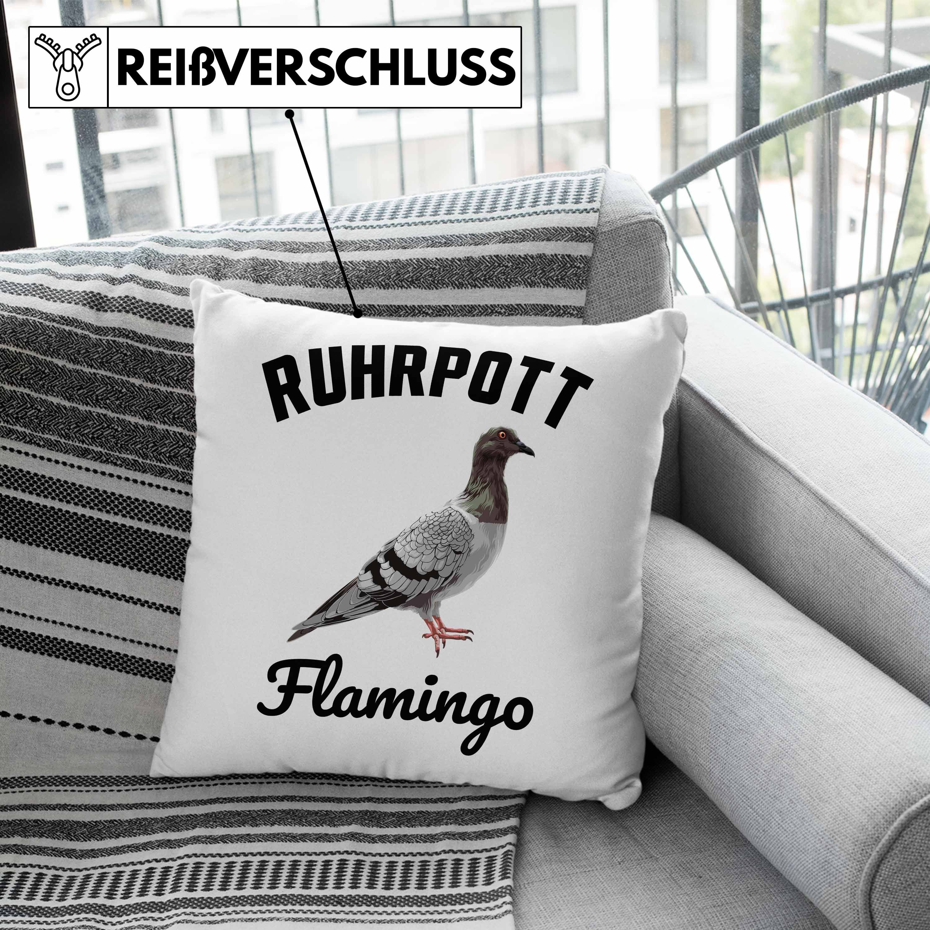 Kissen Dekokissen Trendation Taubenzüchter Flamingo Spruch Ruhrpott Dekokissen Becher Grün Füllung Lustiger - 40x40 Taubenflüsterer Tauben Trendation mit Geschenk Zaubenzucht Zubehör