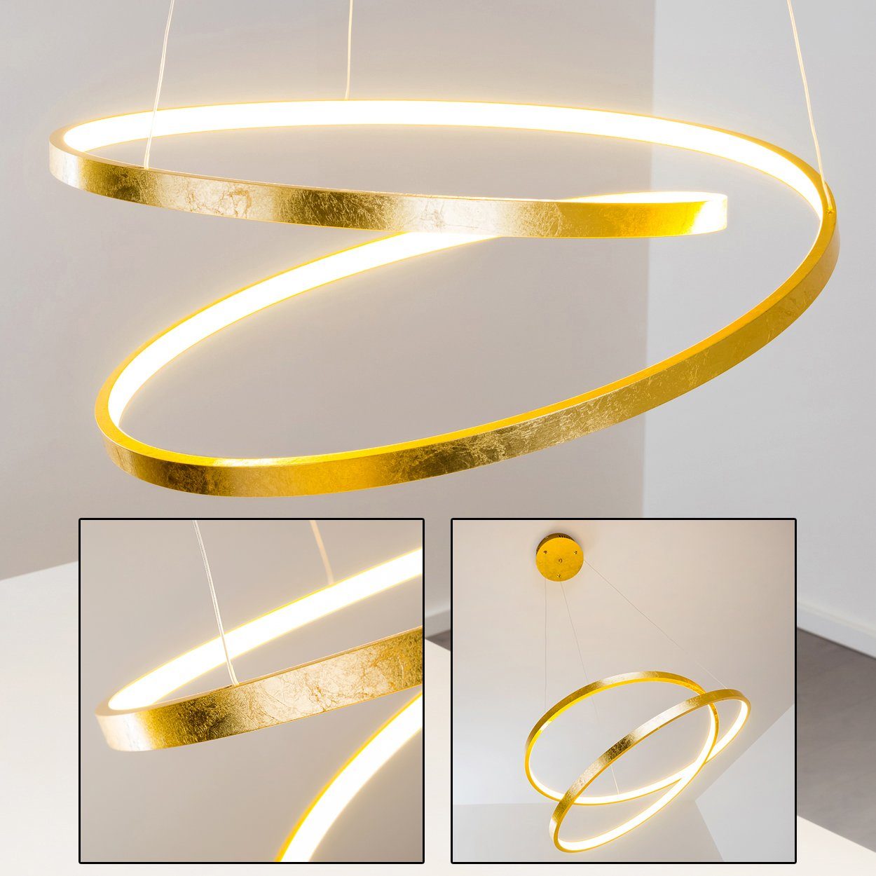 hofstein Pendelleuchte »LED Design Pendelleuchte Hänge Lampe Ess Schlaf  Kinder Spirale Zimmer goldfarben«