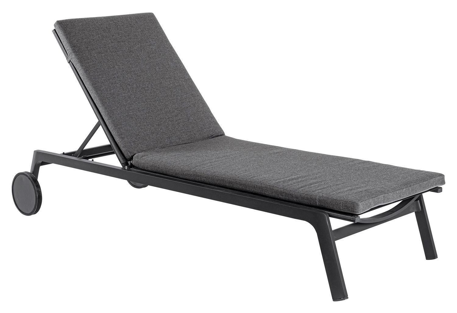 Bizzotto Rollliege JALISCO, Anthrazit, Aluminium, mit Rollen, 1 St., inkl. Polsterauflage, Rückenlehne verstellbar, B 70 x L 204 cm
