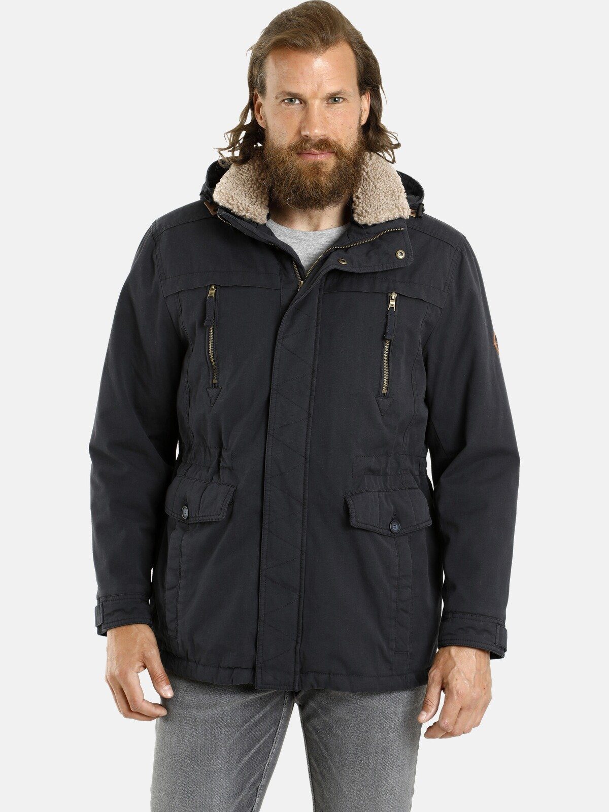 Jan Vanderstorm Outdoorjacke LUDVIG abnehmbarer Webpelzkragen