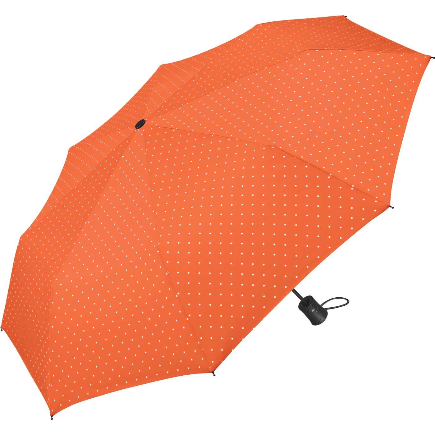 HAPPY RAIN Taschenregenschirm mit in Punkten orange - mit Regenschirm Auf-Automatik für vielen Farben kleinen schöner Damen
