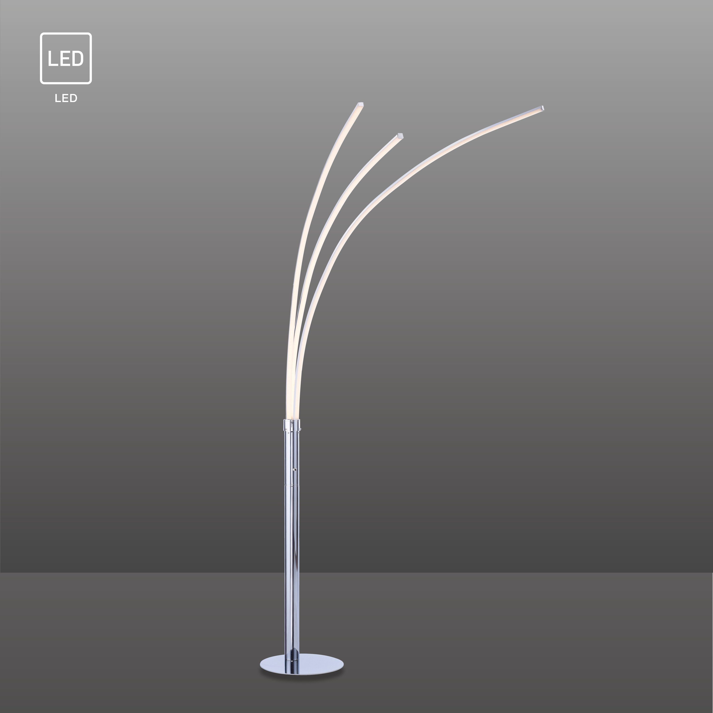 SellTec Stehlampe LED Stehlampe Bogenleuchte, steuerbar durch Kippschalter, 1xLED/ 6,80 Watt, warmweiß, LED Bogenlampe 3-flammig, warmweiß