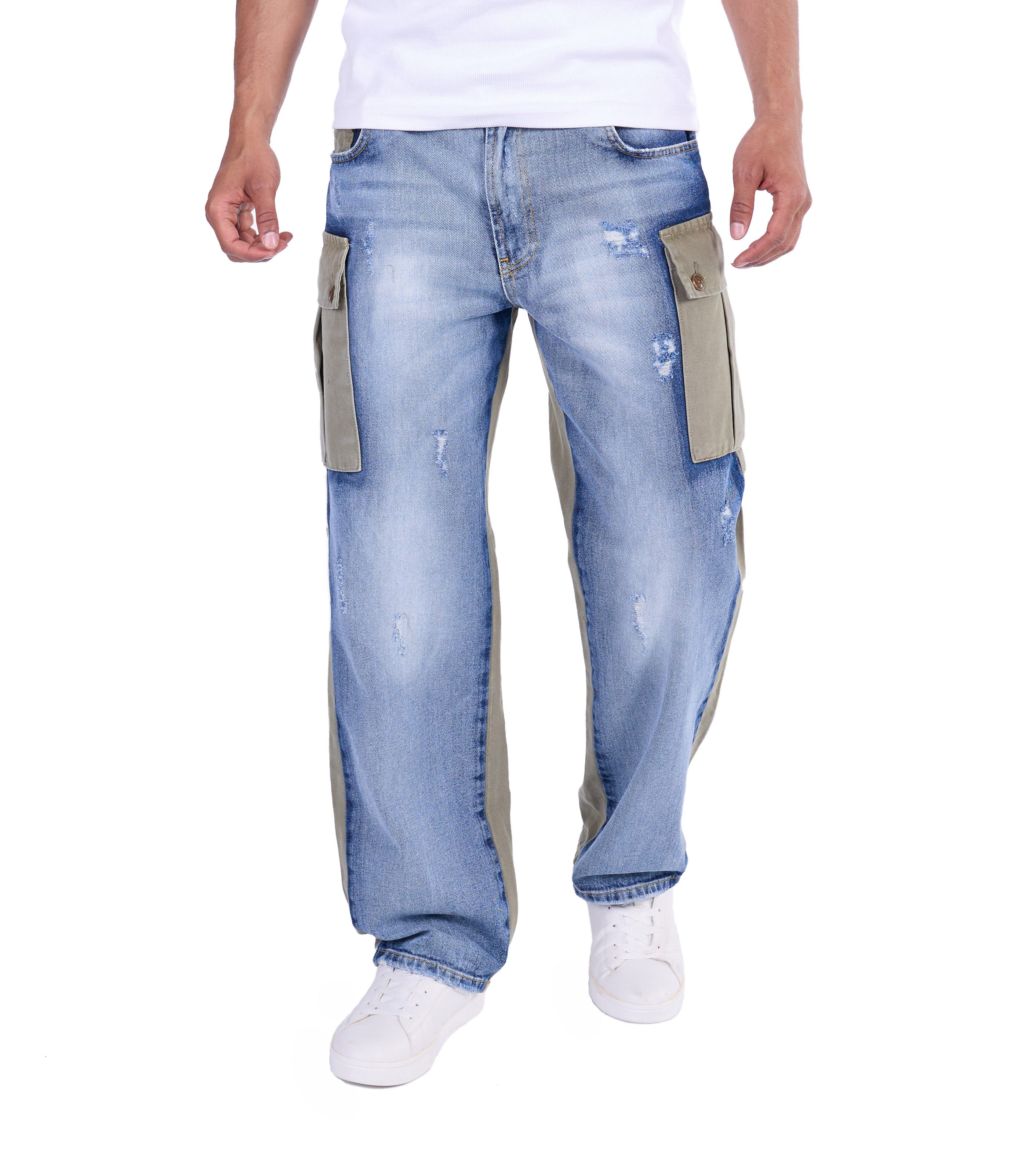 KINGZ Cargohose Baggy Cargohose im Farb-Blocking-Design günstig online kaufen