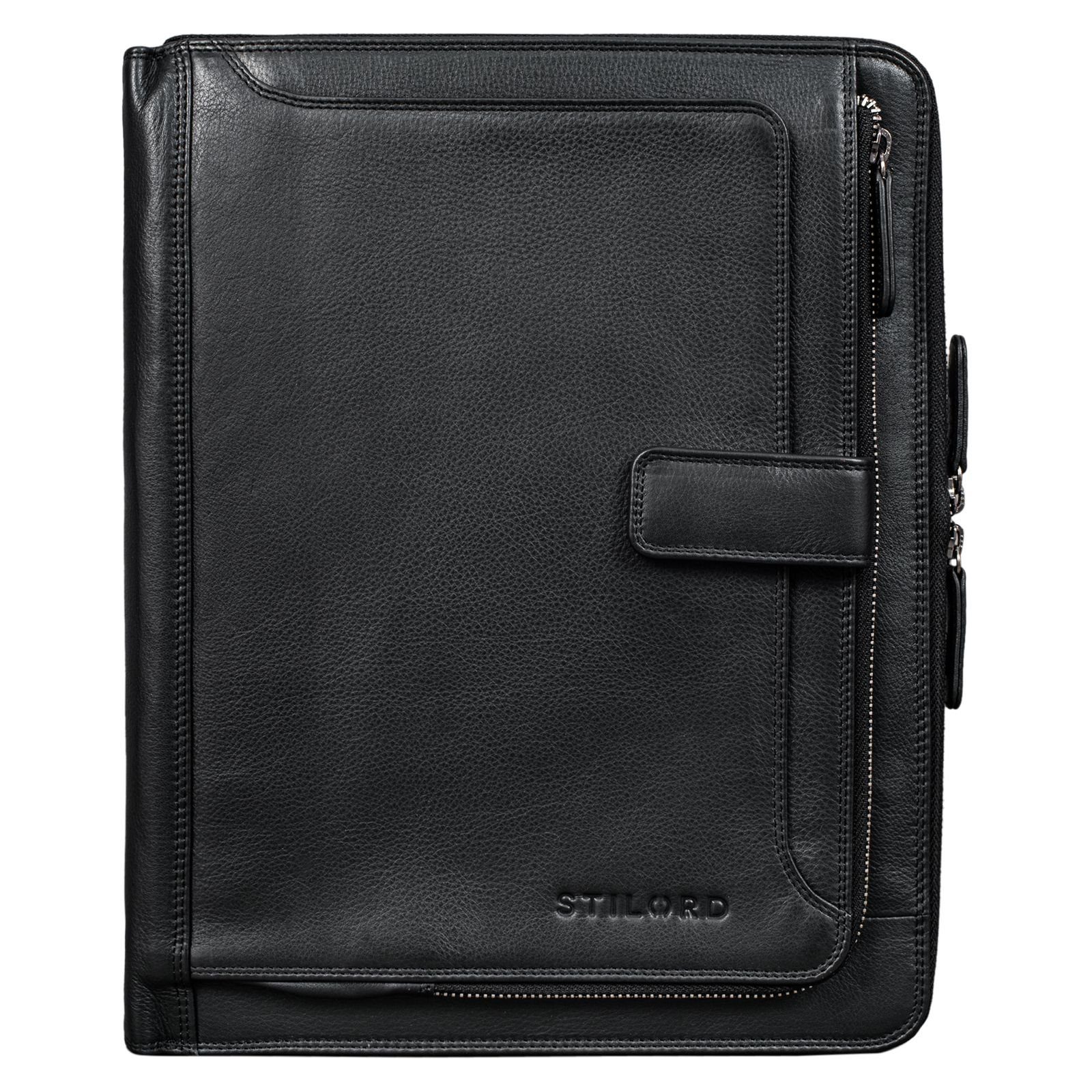 STILORD Konferenzmappe "Colby" Konferenzmappe A4 mit Ringbuch Leder