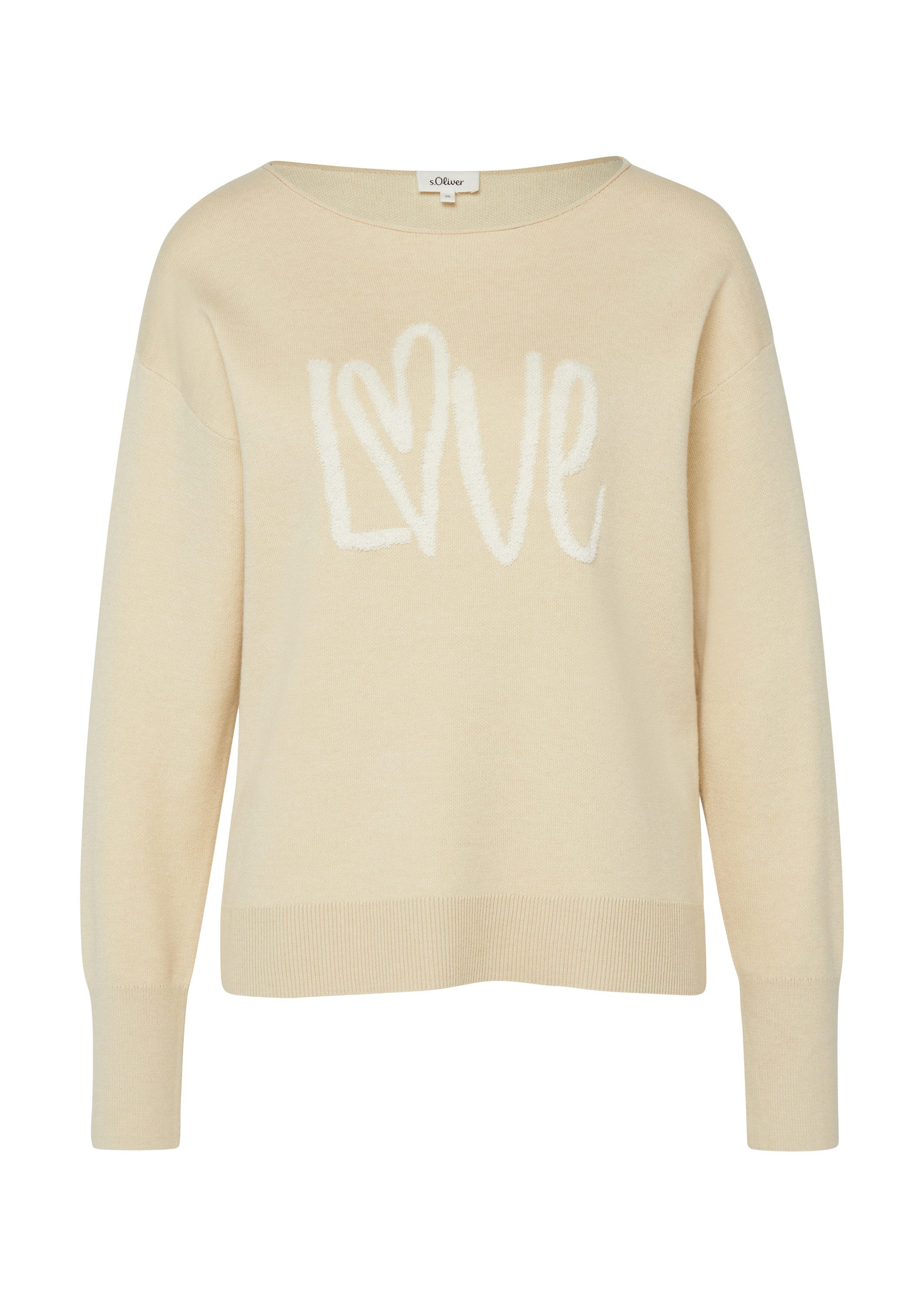 s.Oliver Longpullover Strickpullover Strickpullover mit Love-Schriftzug