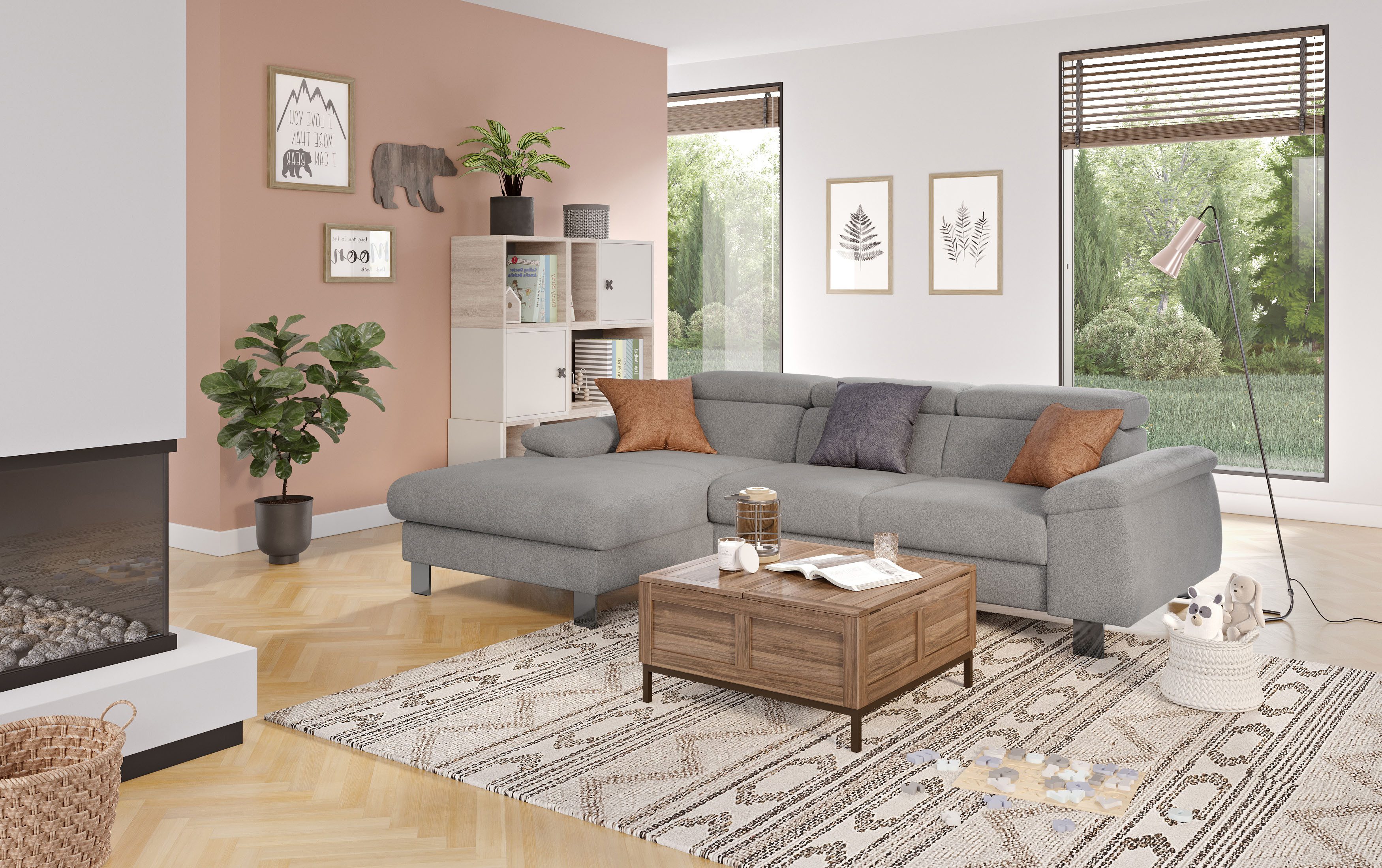 COTTA Ecksofa "Komaris L-Form, B: 244 cm" mit Kopfteilverstellung, optional günstig online kaufen