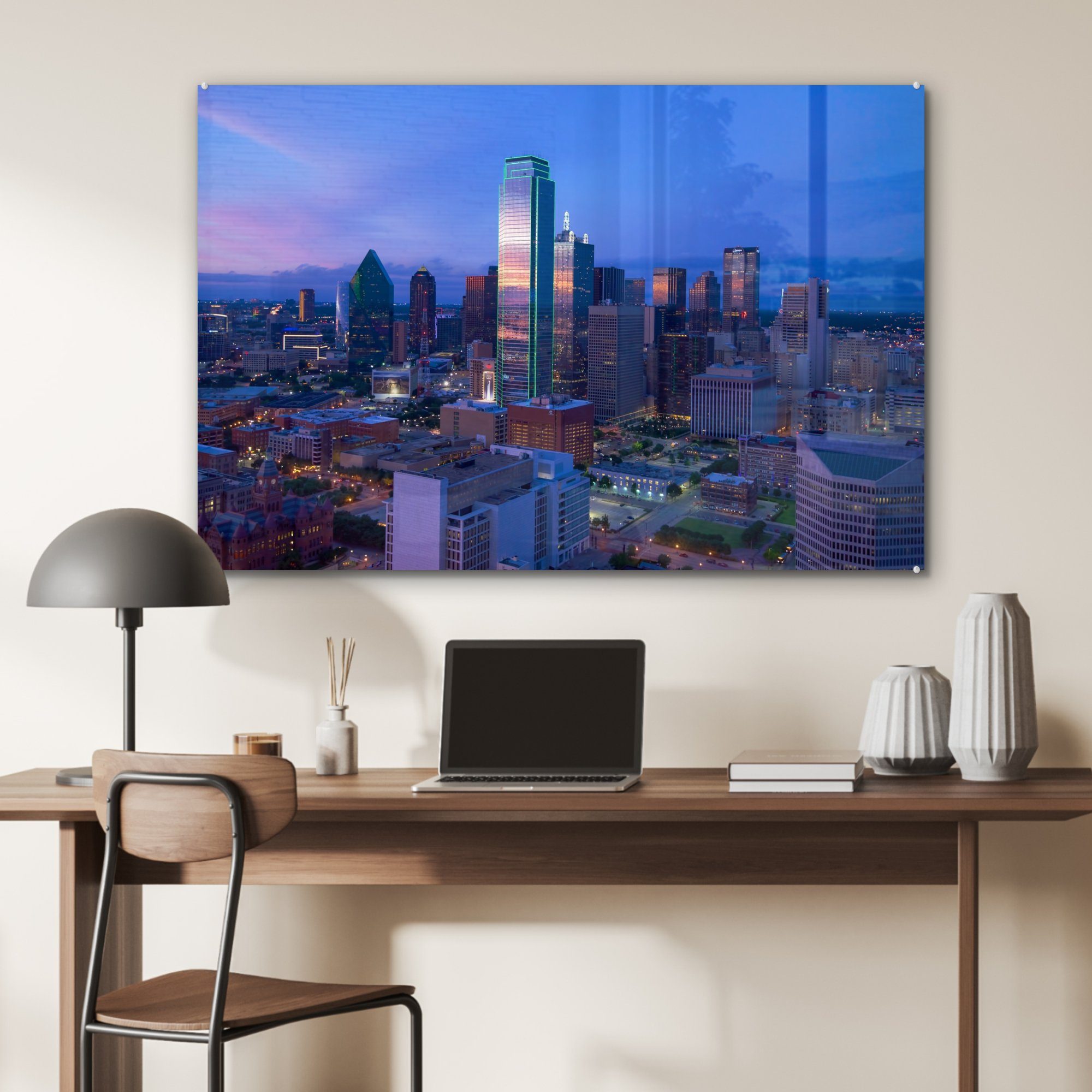 Acrylglasbild MuchoWow Skyline Wohnzimmer Dallas, & Schlafzimmer St), Acrylglasbilder von (1