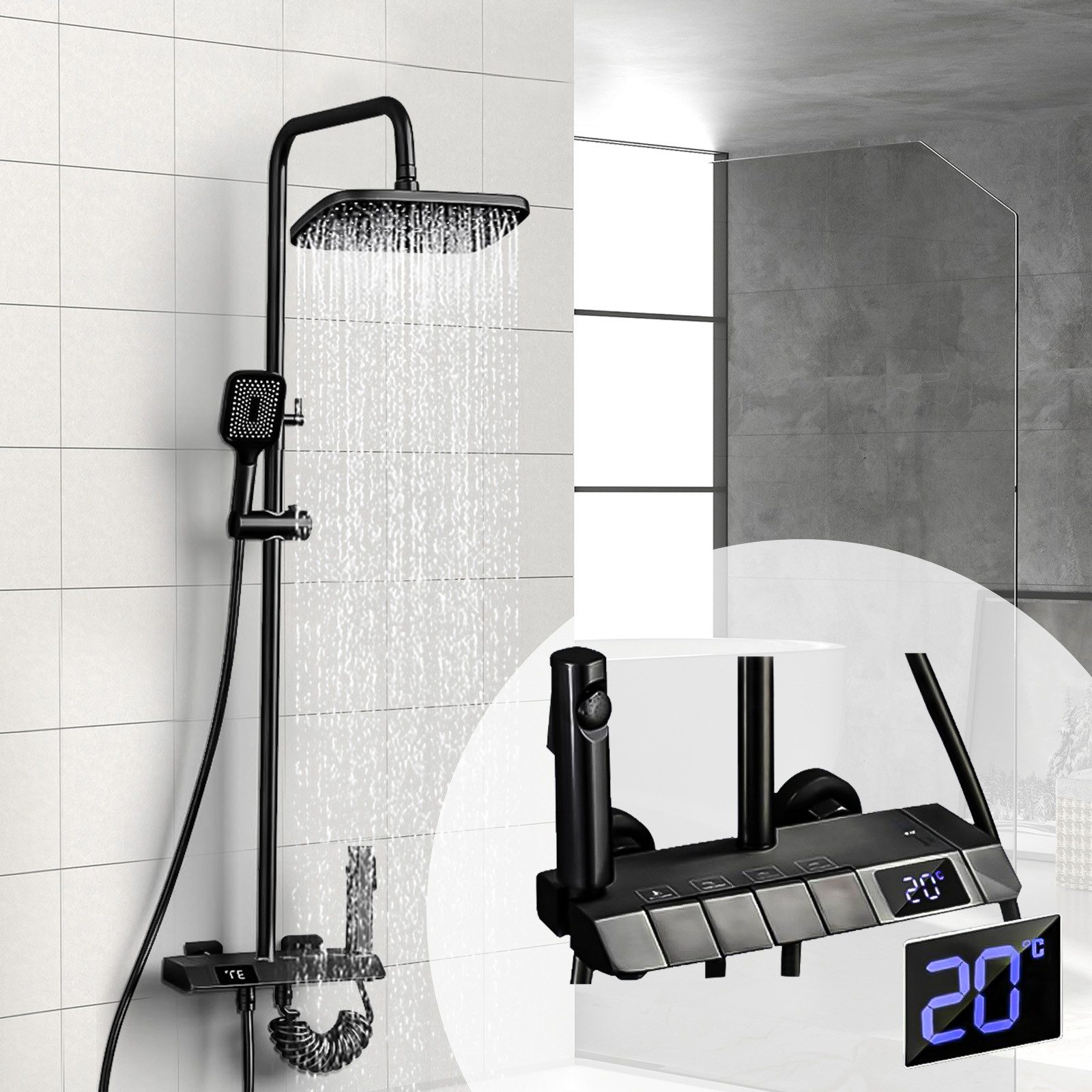 XERSEK Duschsystem Regendusche set Überkopfbrauseset Brauseset mit Armatur, günstig online kaufen