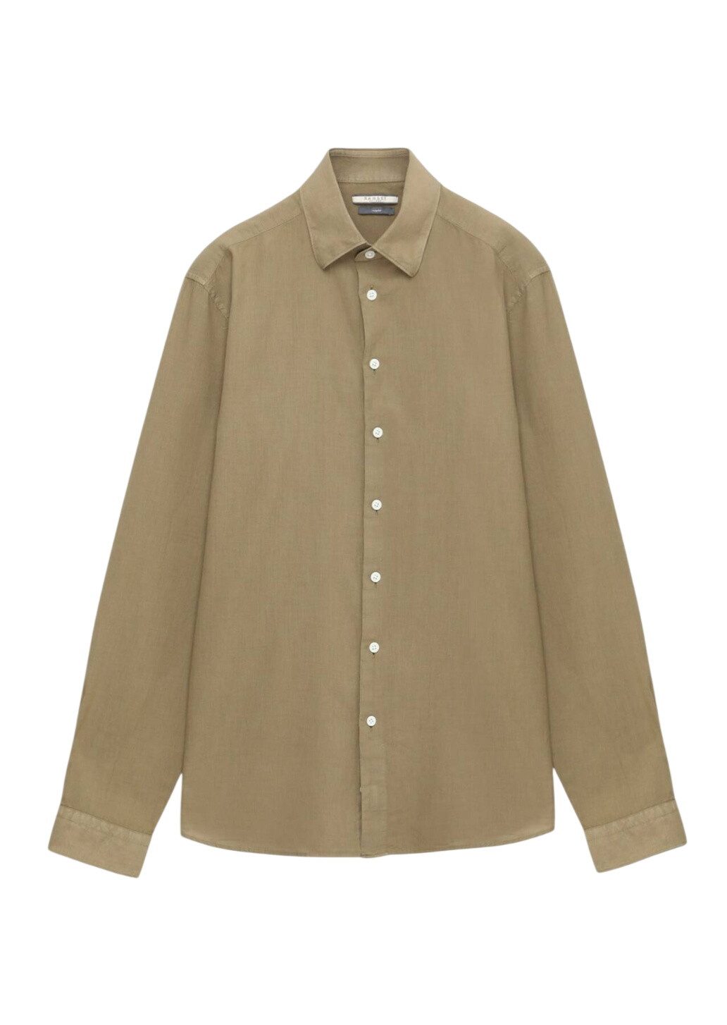 RAMSEY Hemdbluse Khaki Unifarben Casual Baumwollhemd