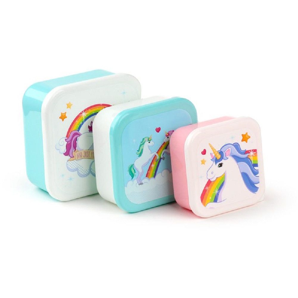 Puckator Lunchbox Enchanted Rainbow Regenbogen Einhorn Lunchboxen Brotdosen 3er Set, (3-tlg), Ideal als Geschenk