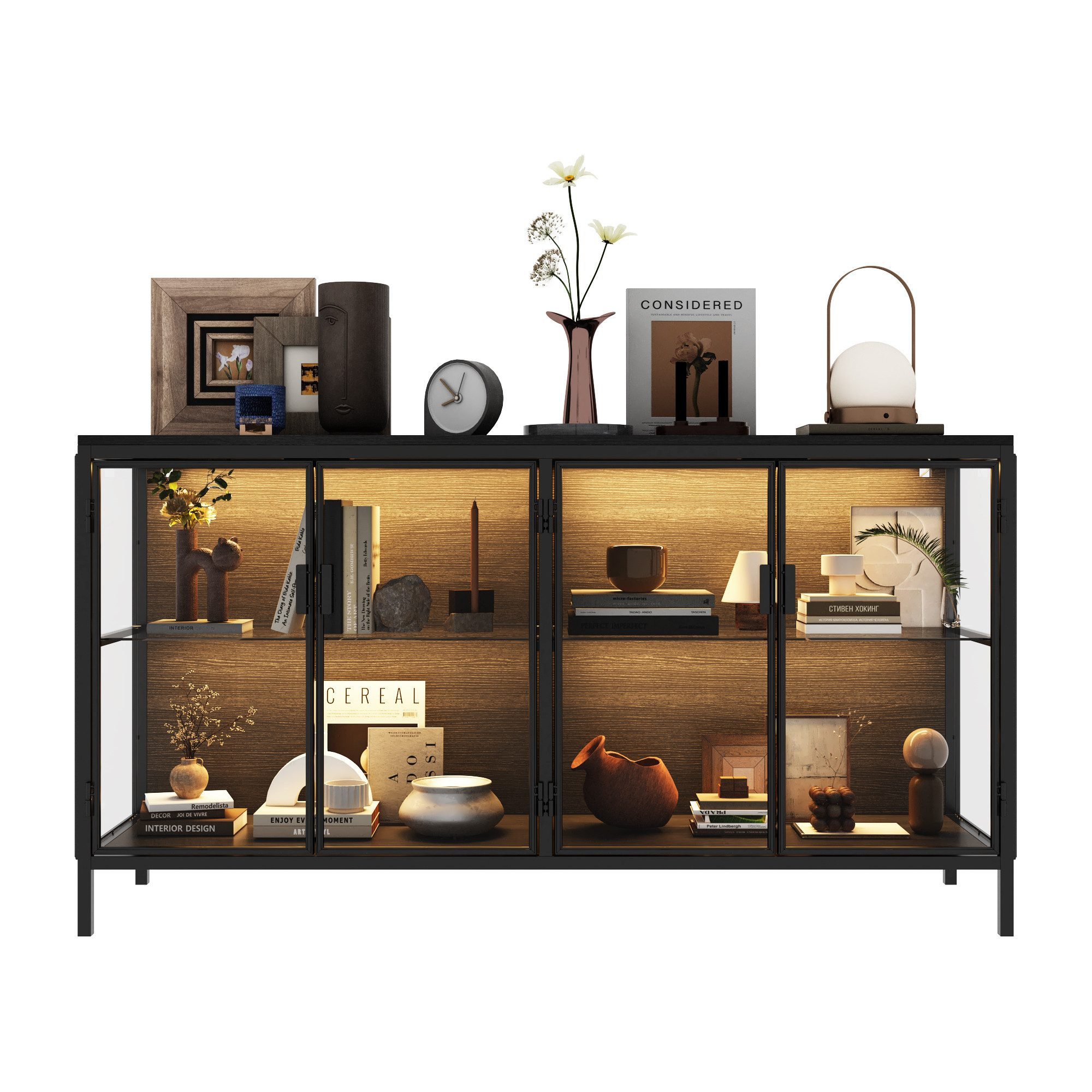 FUFU&GAGA Sideboard Glas-Sideboard, mit Beleuchtung 3 Farbe, 40 x 140 x 75 günstig online kaufen