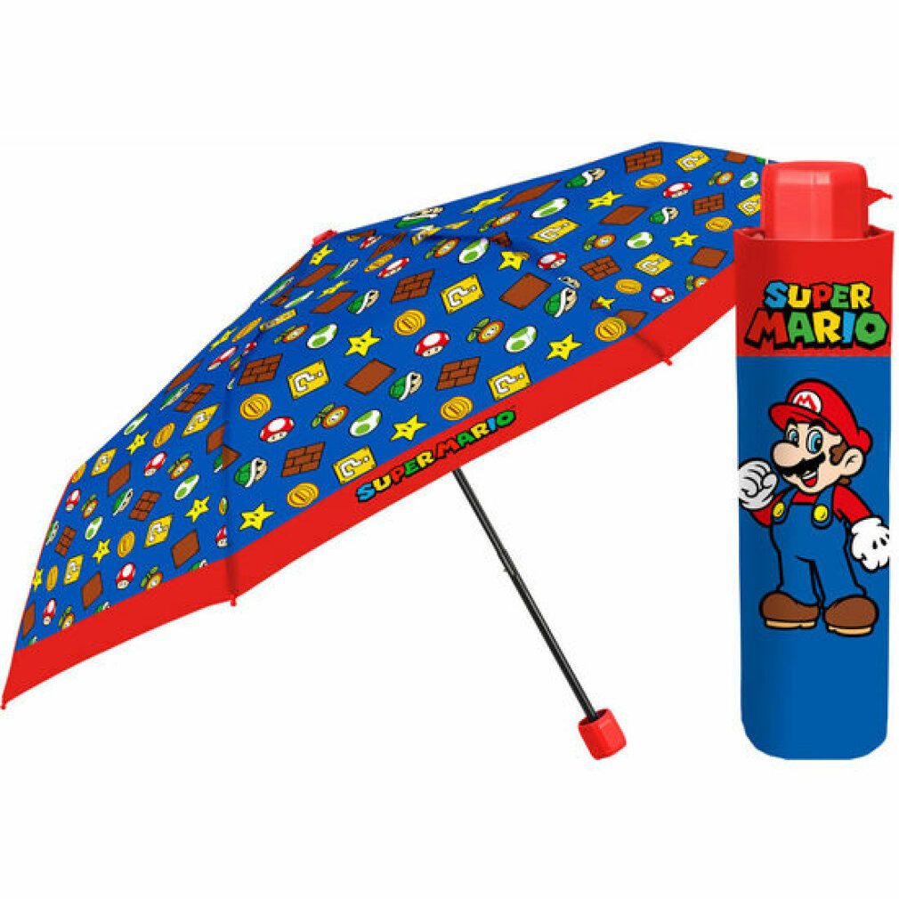 Perletti Taschenregenschirm SUPER MARIO BROS MANUELL FALTBARER REGENSCHIRM 50CM