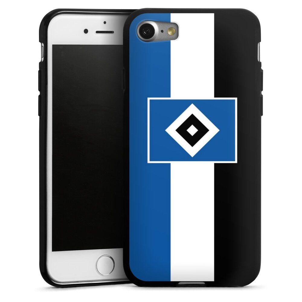 DeinDesign Handyhülle HSV Streifen Hamburger SV HSV Streifen - Blau-Weiß-Schwarz, Apple iPhone 8 Silikon Hülle Bumper Case Handy Schutzhülle