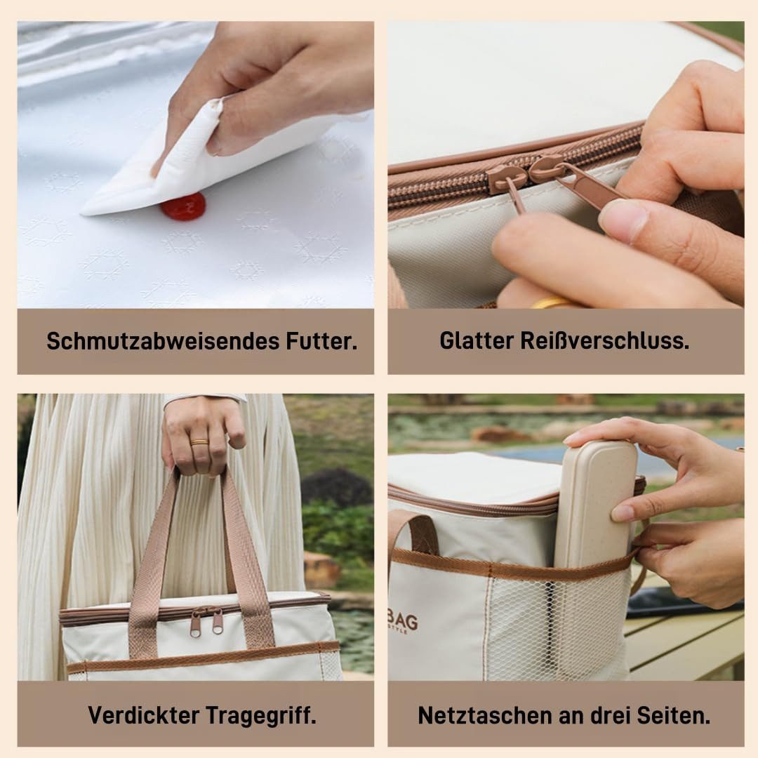 Coonoor Kühltasche Faltbare Kühltasche, Isoliertasche, Wärmeschutz-Lunchbag, praktische Picknicktasche, wiederverwendbar, ideal für Reisen – Bild 3 von 5