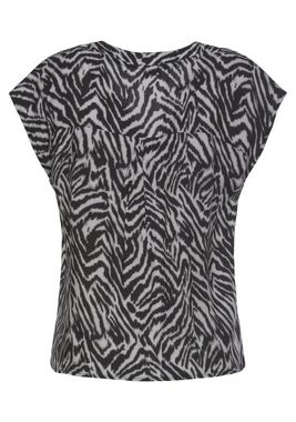 LASCANA Schlupfbluse mit Zebraprint und modischen Knöpfen, Kurzarmbluse, sommerlich