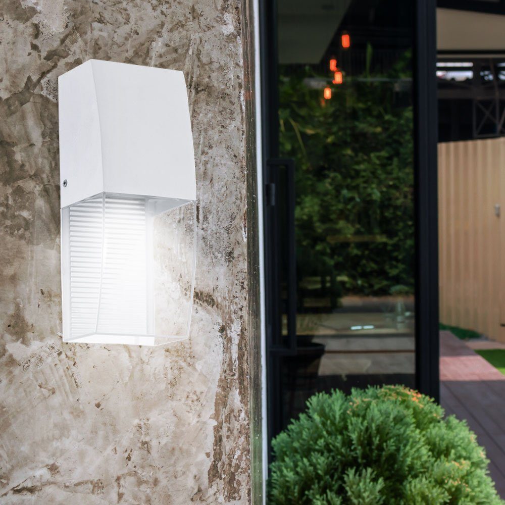 EGLO Außen-Wandleuchte, Leuchtmittel inklusive, Warmweiß, Außenleuchte weiß abwärts Wandlampe Fassadenlampe LED Haustürlampe